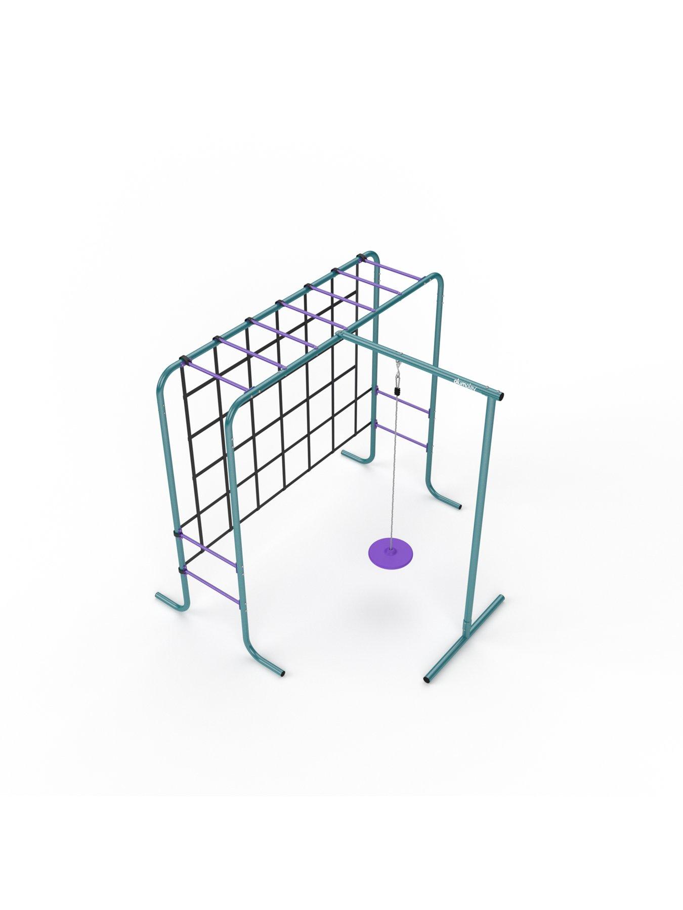 Image 2 of 5 of Plum Metal Monkey Bars with Swing and Climbing Wall Activity Centre