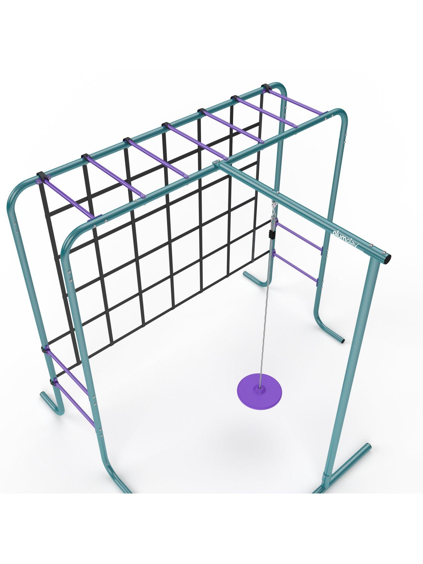 Image 3 of 5 of Plum Metal Monkey Bars with Swing and Climbing Wall Activity Centre