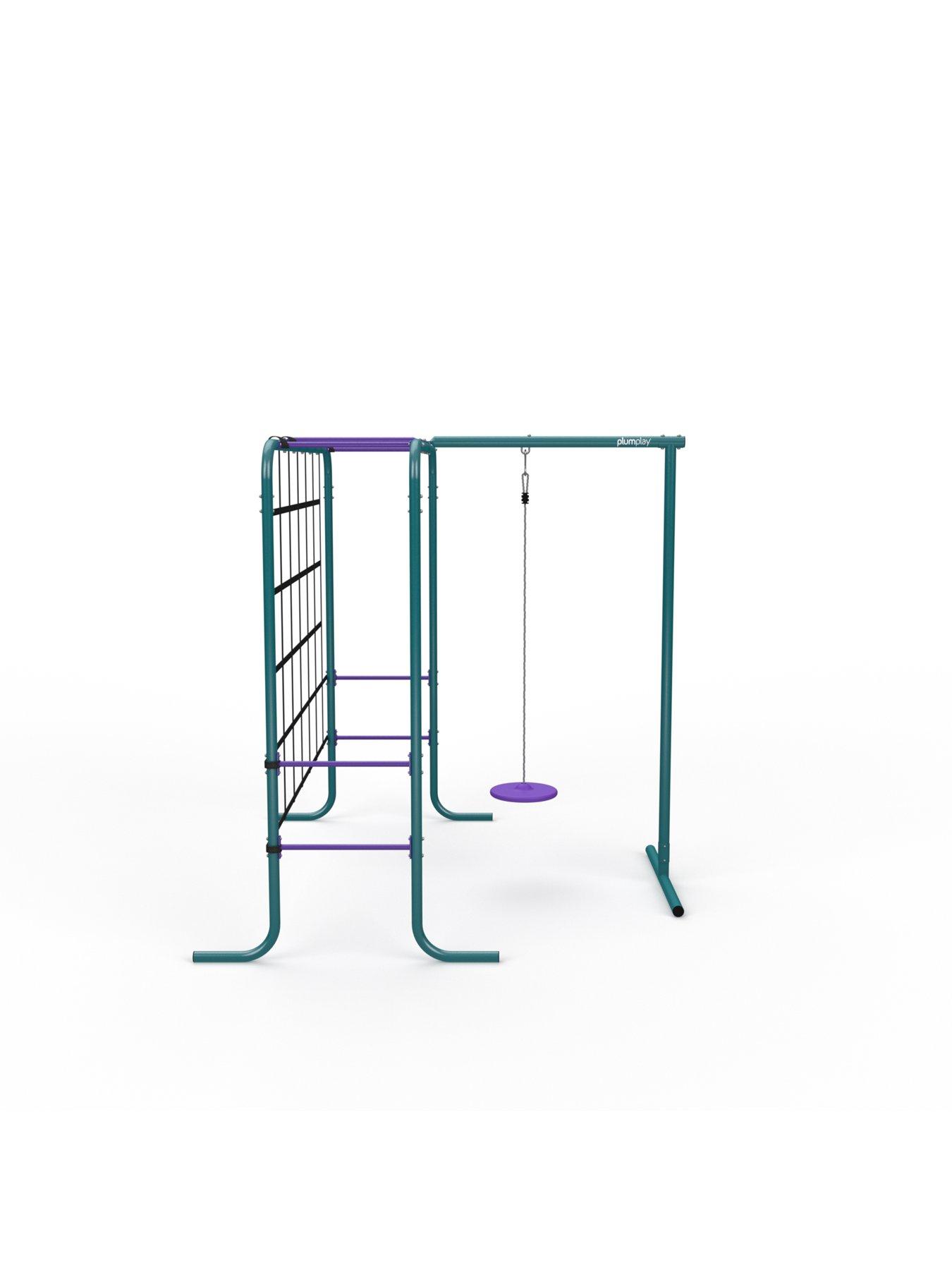 Image 4 of 5 of Plum Metal Monkey Bars with Swing and Climbing Wall Activity Centre