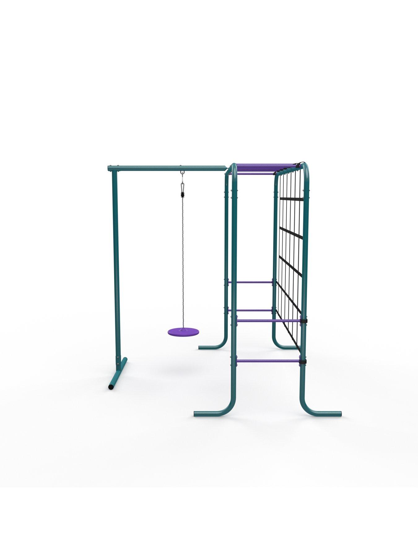 Image 5 of 5 of Plum Metal Monkey Bars with Swing and Climbing Wall Activity Centre