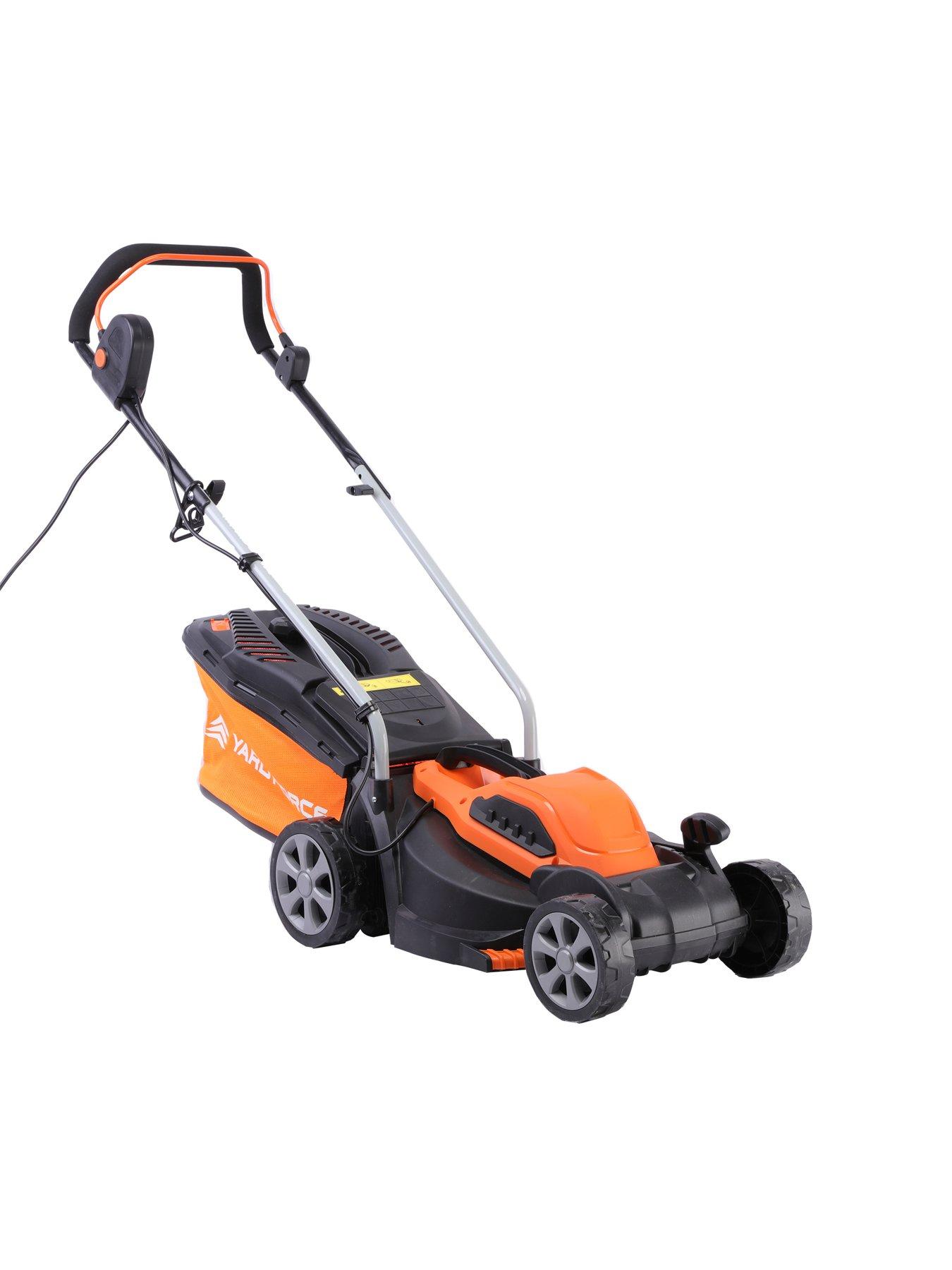  image of yard-force-1200w-32cm-electric-lawnmower-with-30l-grass-bag-and-rear-roller-em-u32