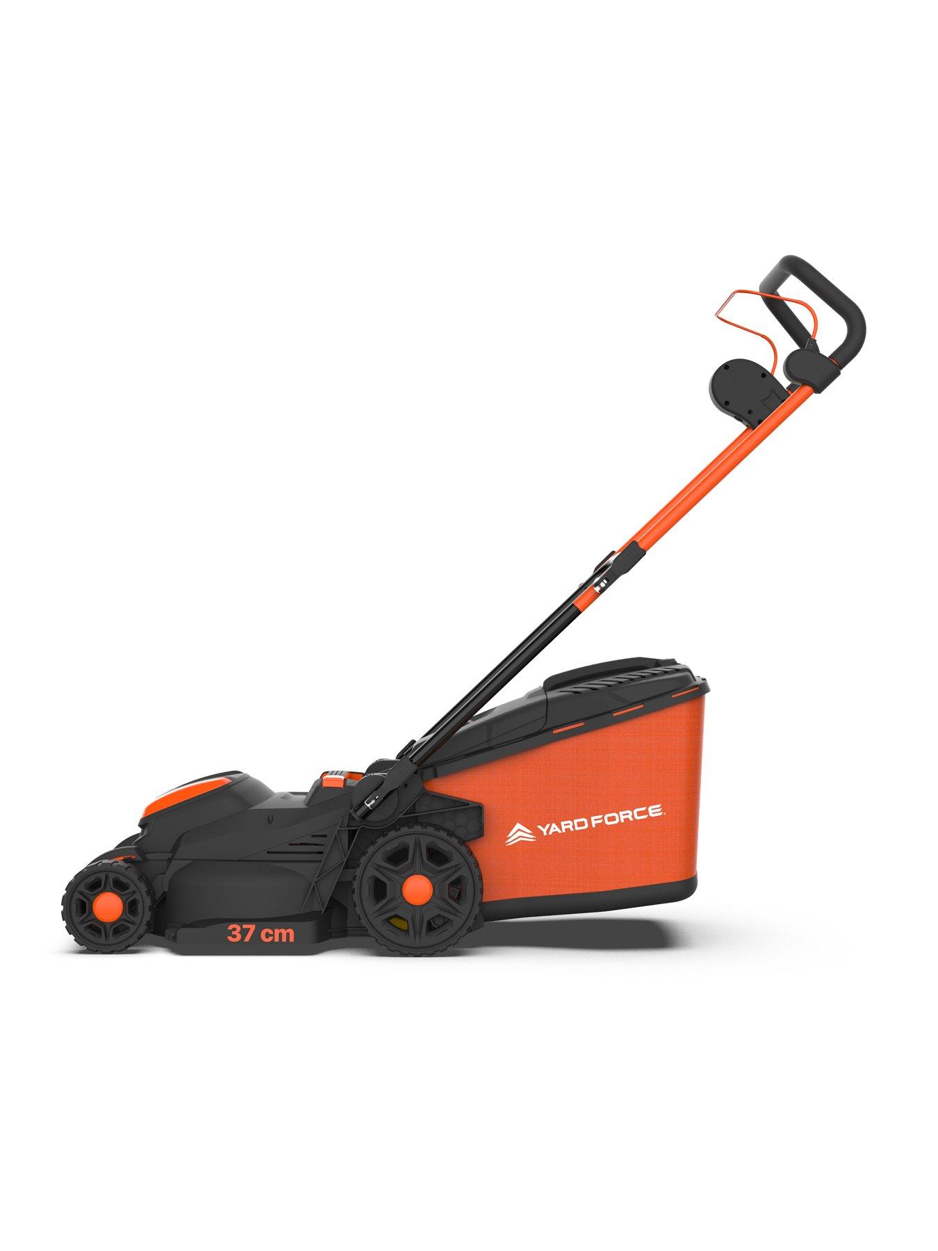  image of yard-force-40v-40ah-2x20v-cordless-lawnmower-with-37cm-cutting-width-40l-grass-bag-mulching-plug-and-rear-roller-lm-c37b