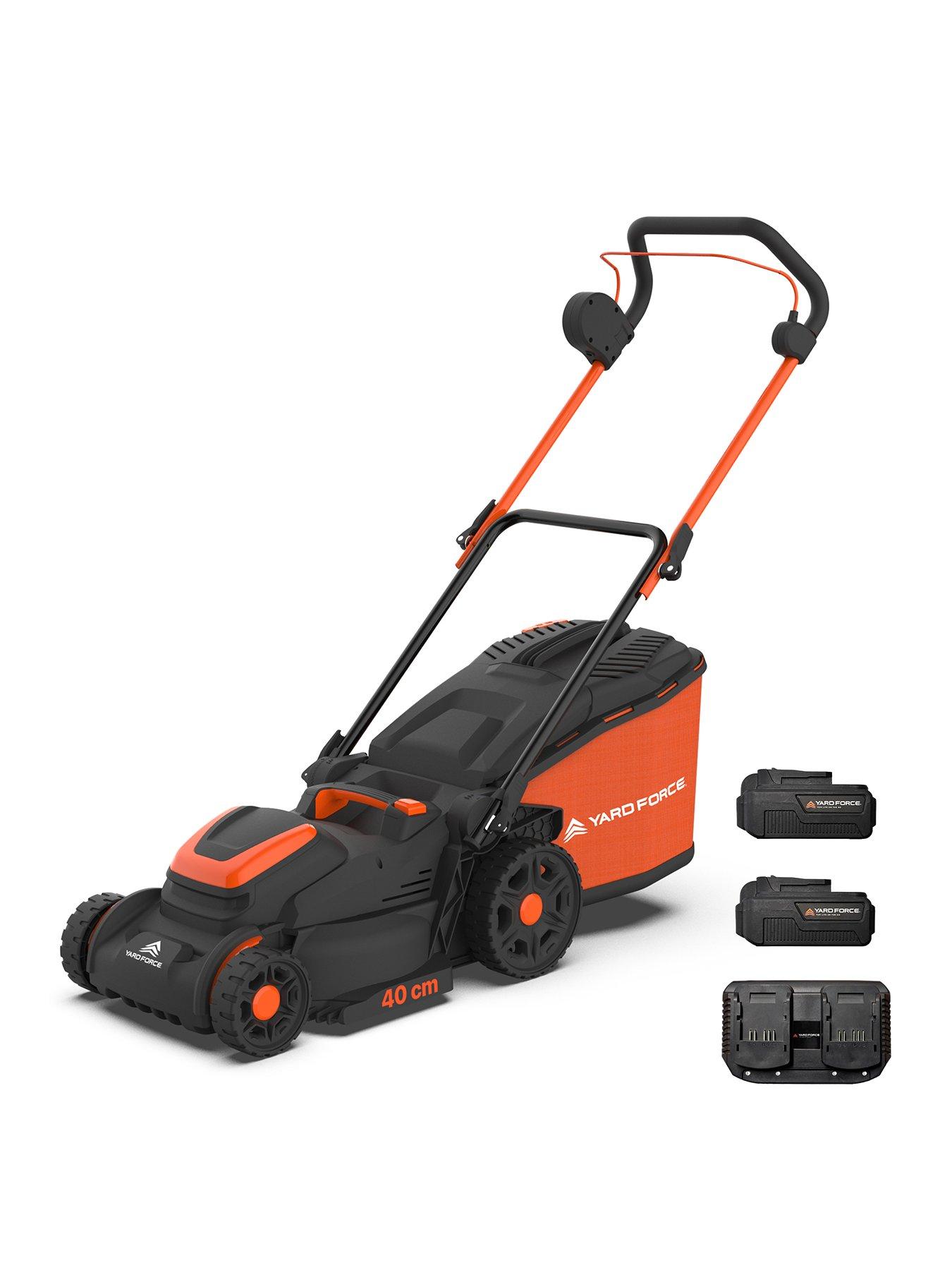 Yard Force 40V 4.0Ah (2x20V) Cordless Lawnmower with 40cm cutting width 45L grass bag and mulching plug - LM C40B