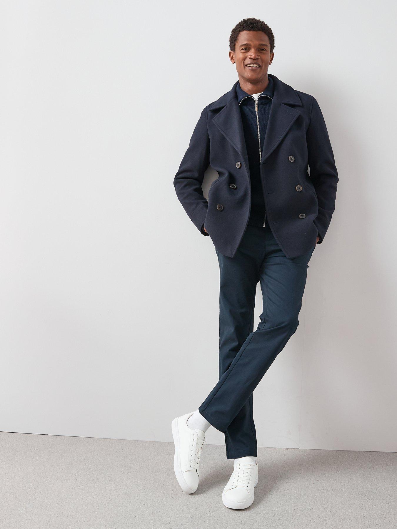 Image 3 of 6 of The Very Collection Double Breasted Peacoat - Navy