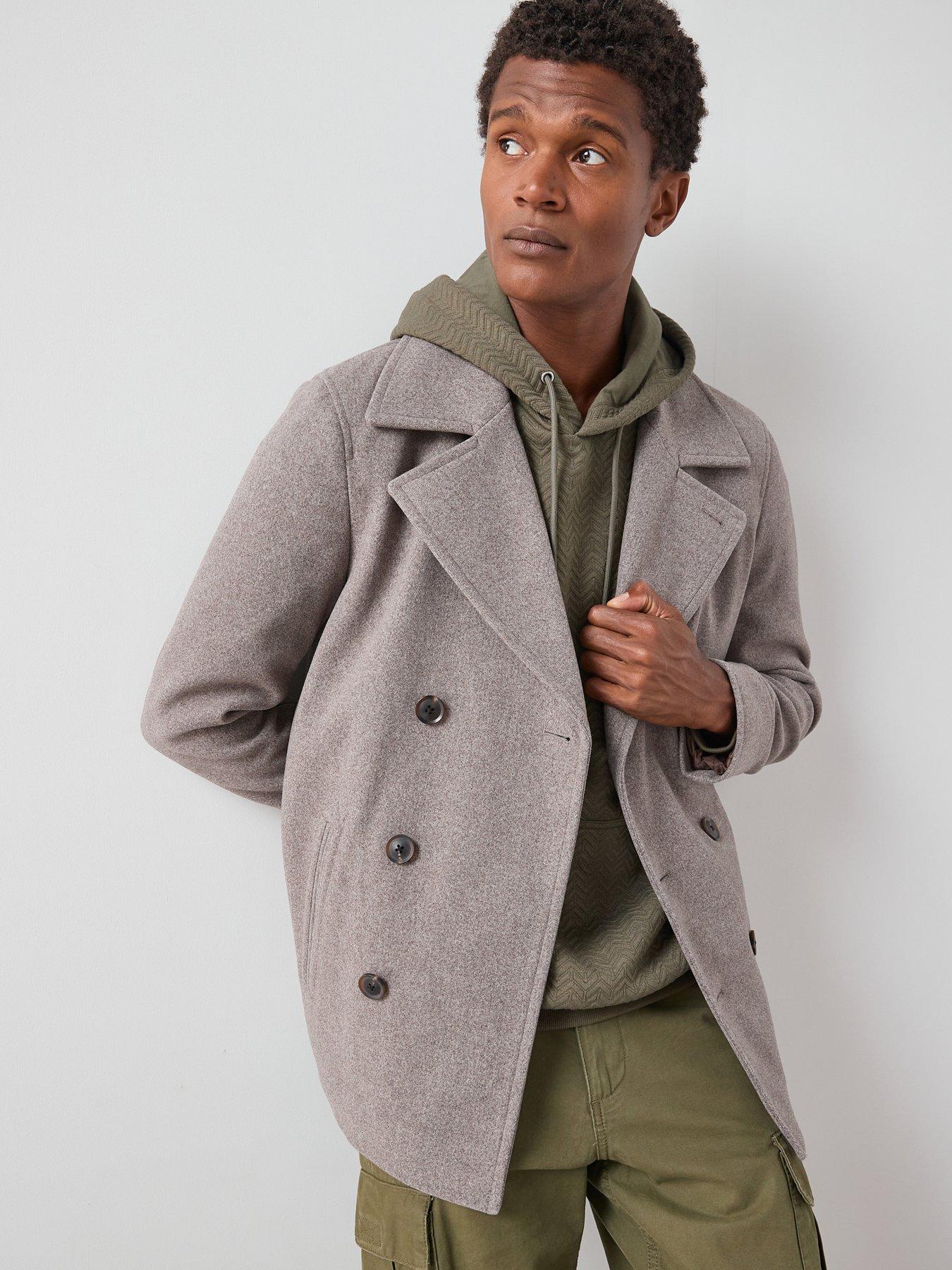 undefined Double Breasted Peacoat - Beige
