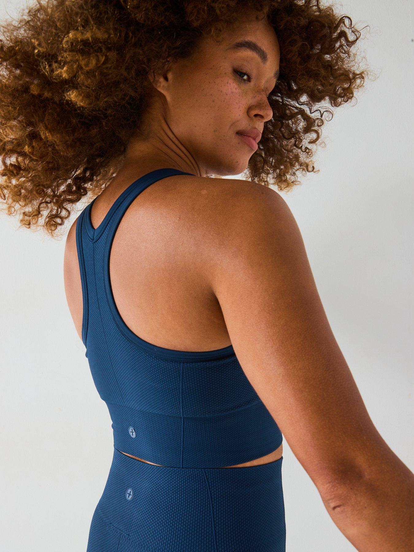  image of gym-coffee-womens-training-lotus-lounge-bra-blue