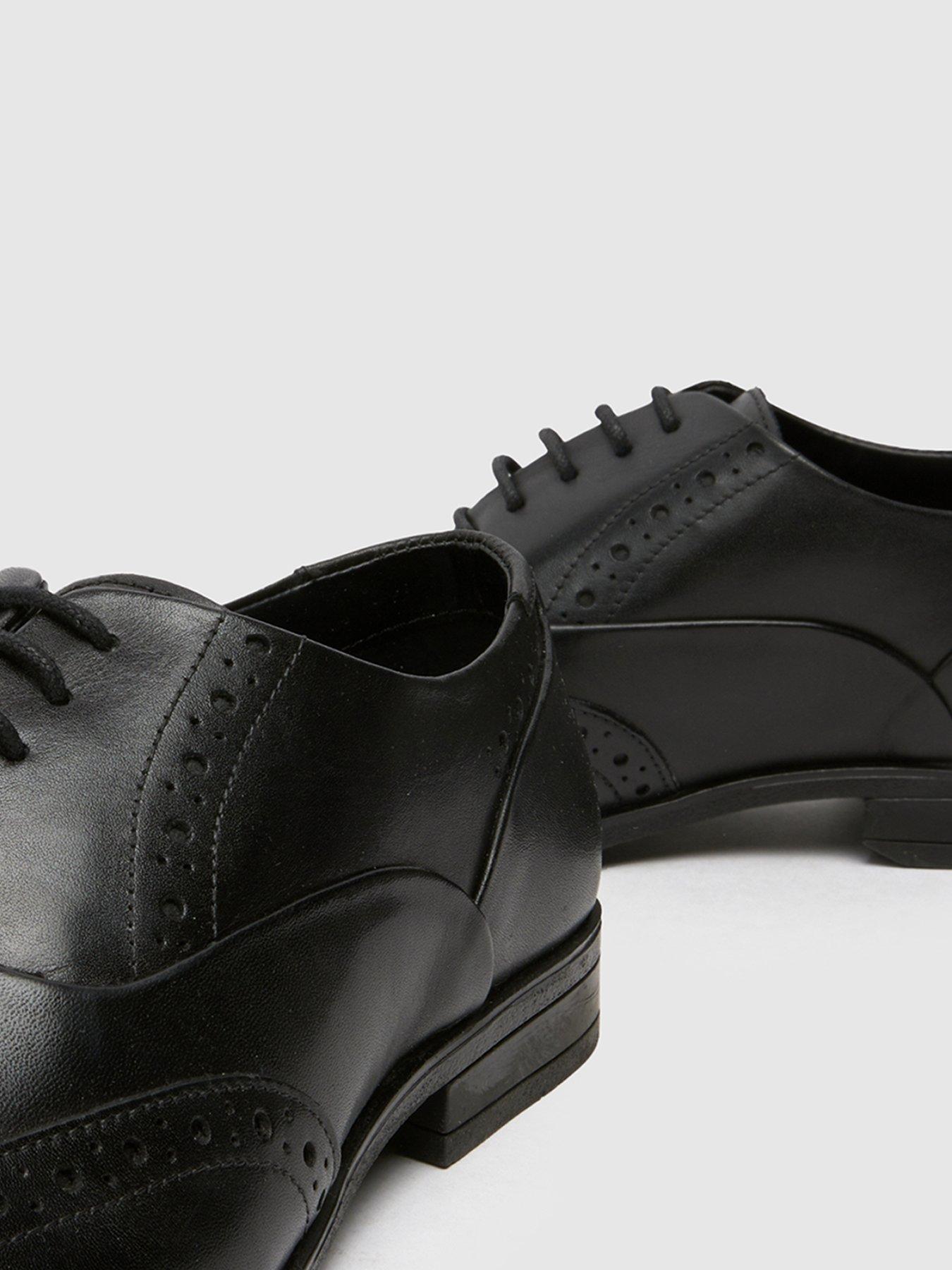  image of schuh-row-leather-lace-up-brogue-shoe-black