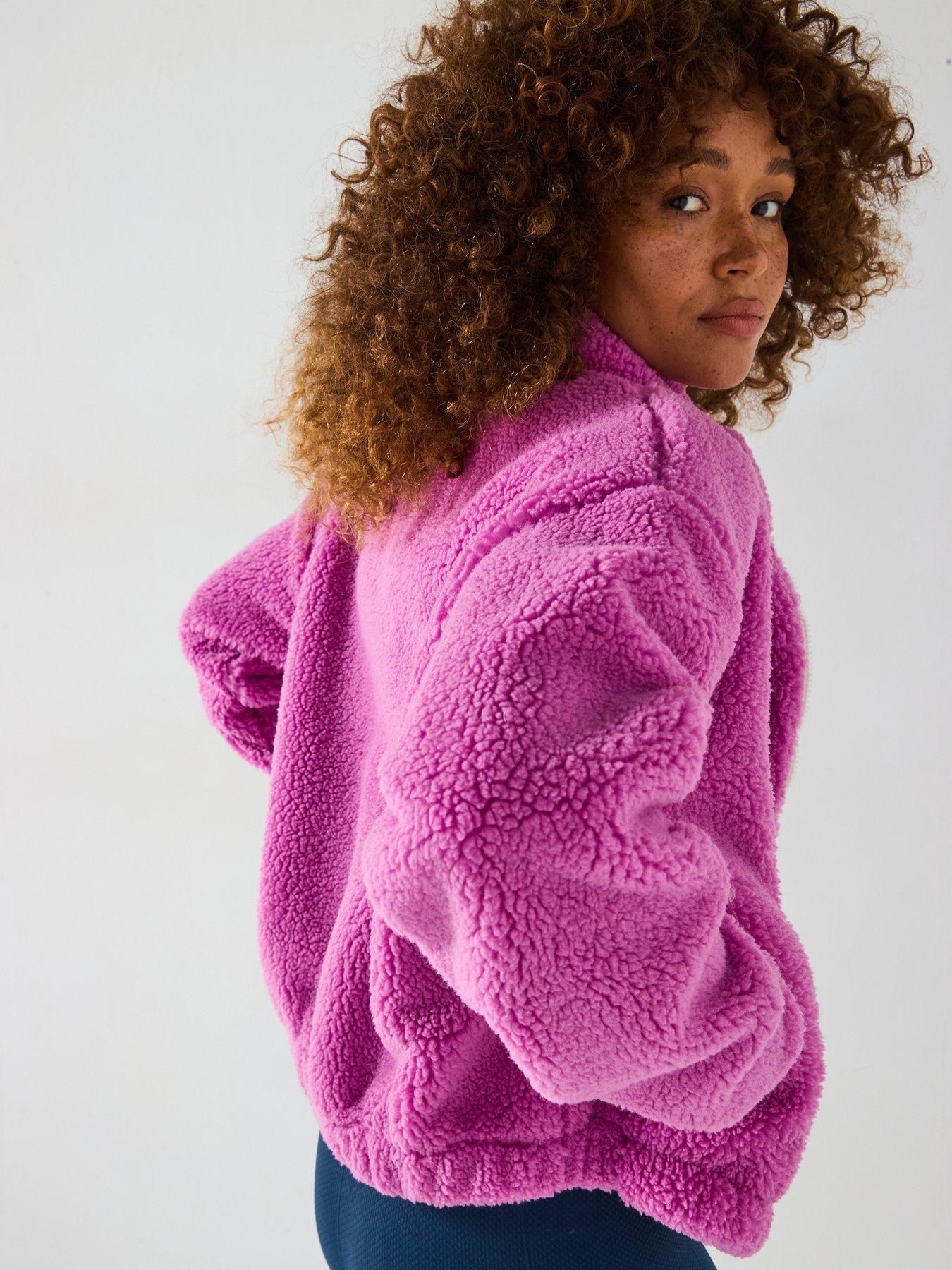  image of gym-coffee-womens-training-industry-fleece-high-collar-jacket-crisp-pink