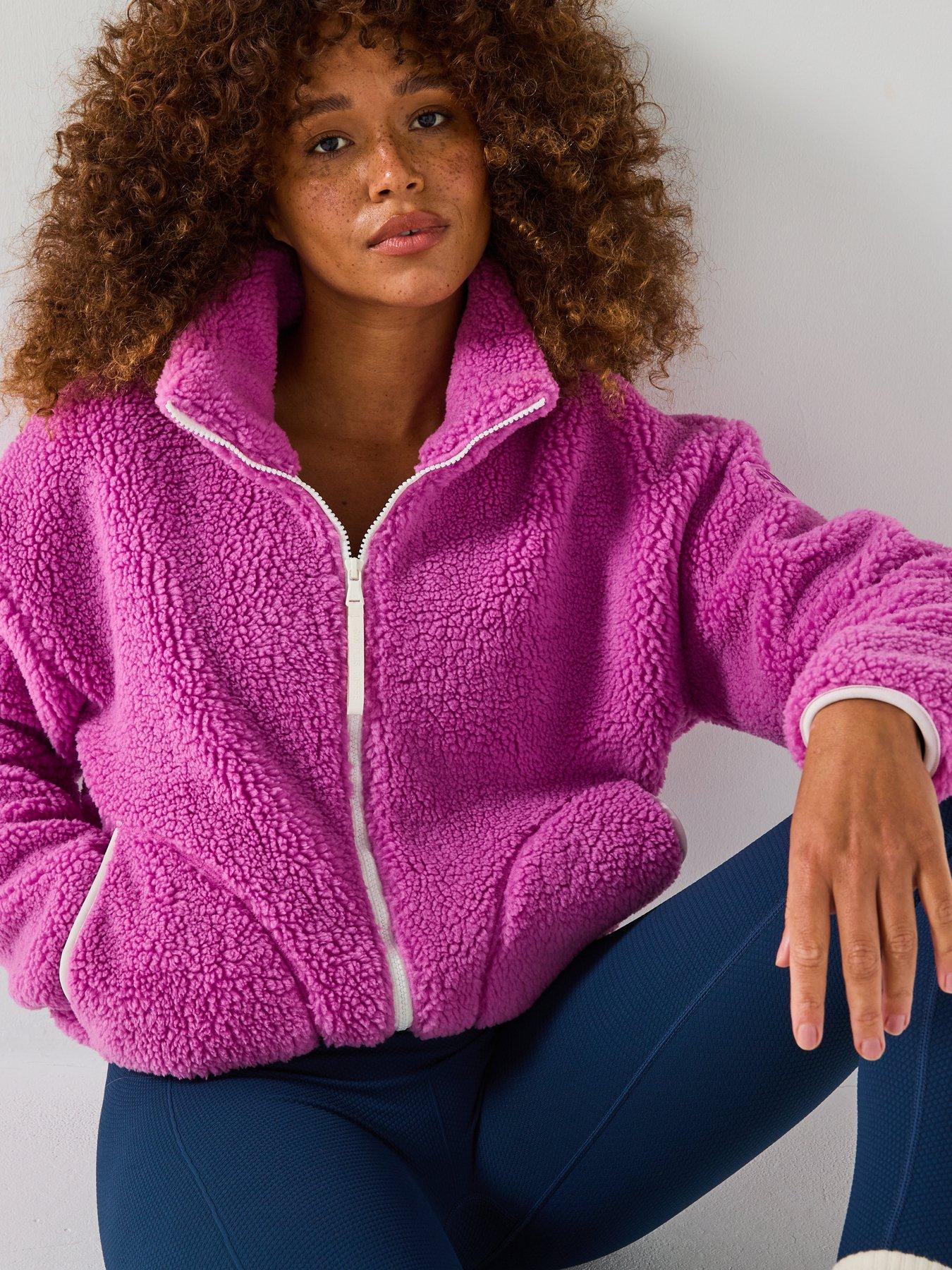  image of gym-coffee-womens-training-industry-fleece-high-collar-jacket-crisp-pink