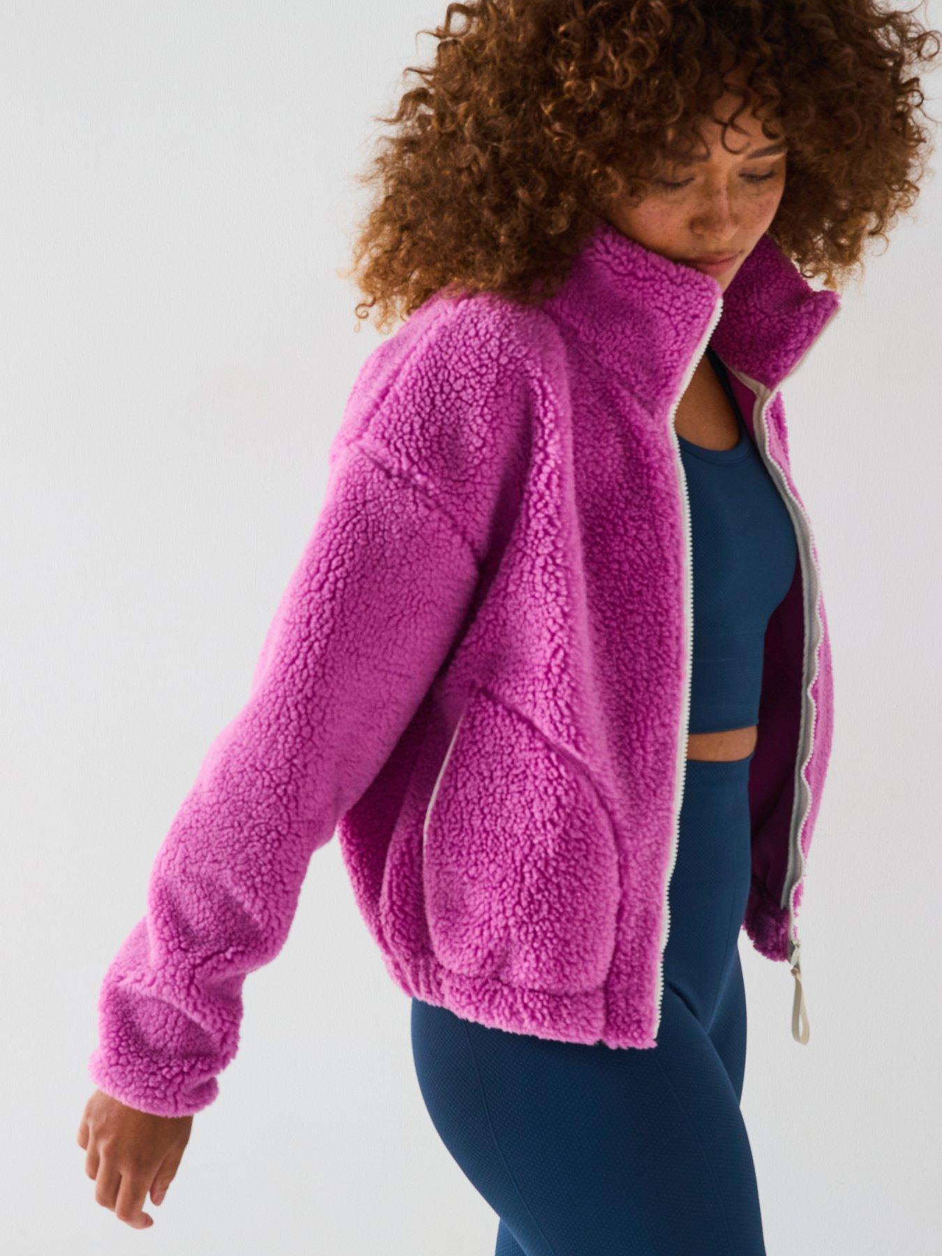  image of gym-coffee-womens-training-industry-fleece-high-collar-jacket-crisp-pink