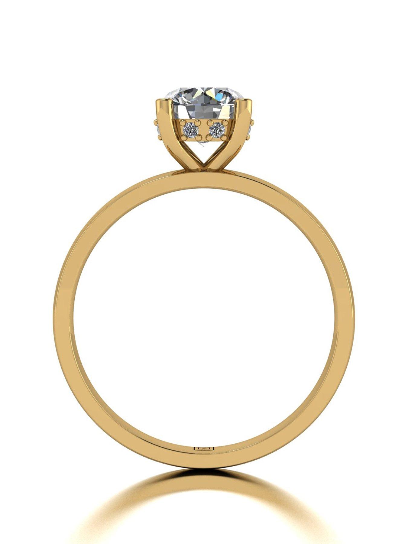 Image 2 of 5 of Moissanite Lady Lynsey 9ct Yellow Gold 1.08ct total eq Hidden Halo Solitaire Ring