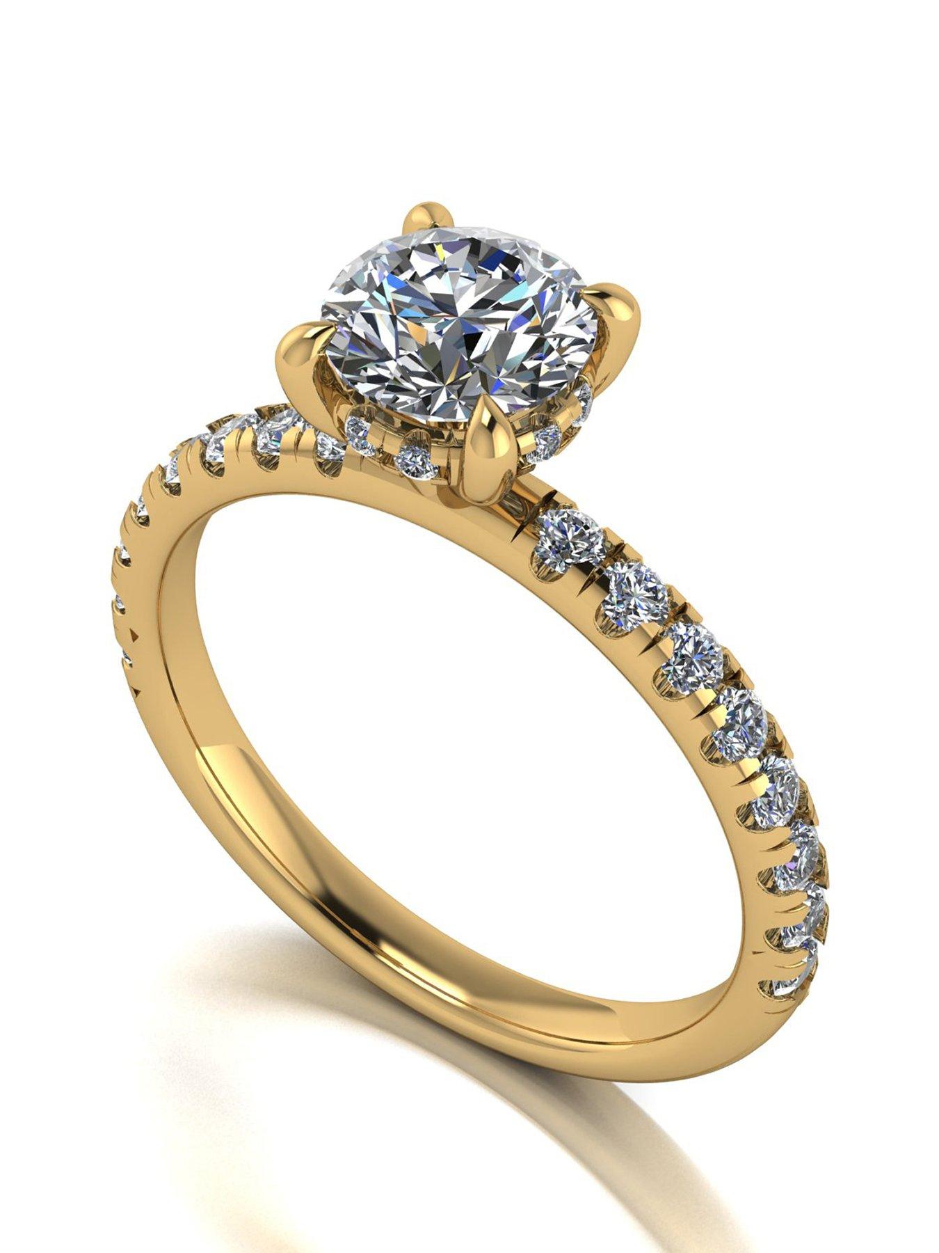 Image 1 of 5 of Moissanite Lady Lynsey 9ct Yellow Gold 1.40ct total eq Hidden Halo Solitaire Ring