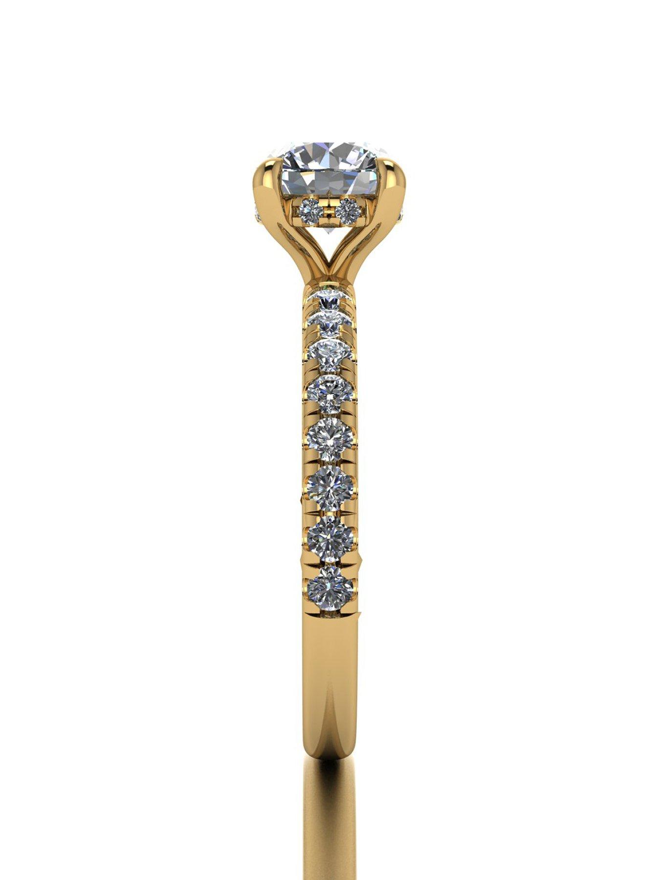 Image 3 of 5 of Moissanite Lady Lynsey 9ct Yellow Gold 1.40ct total eq Hidden Halo Solitaire Ring