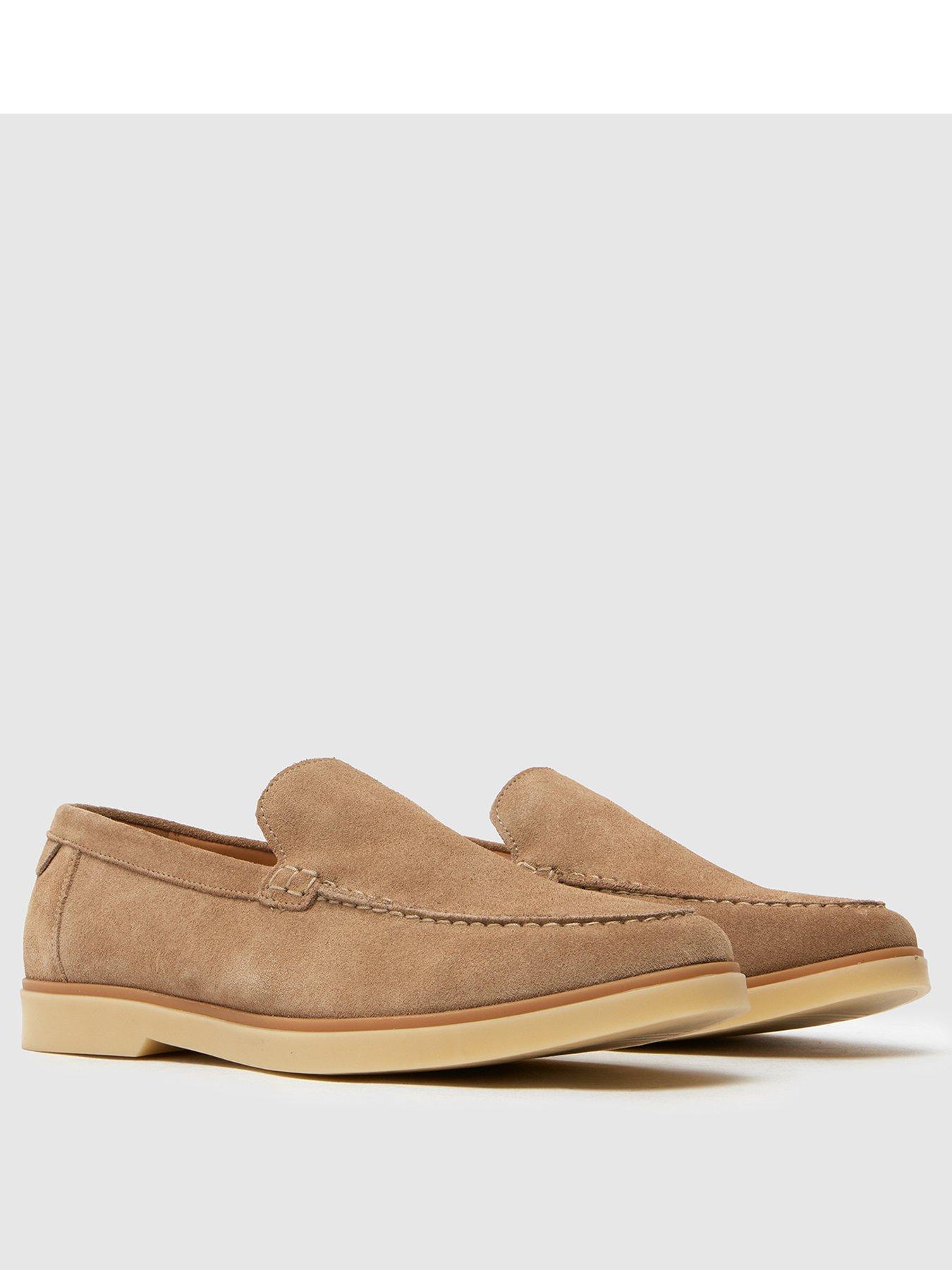  image of schuh-riggs-suede-loafers-light-brown