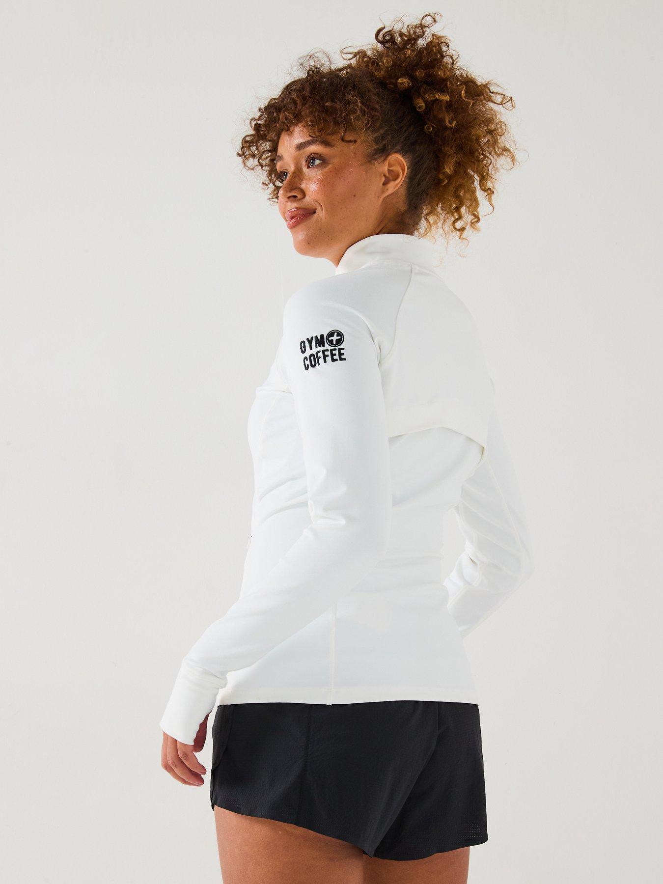 Image 2 of 6 of Gym + Coffee Womens Training Relentless Full Zip Top - White