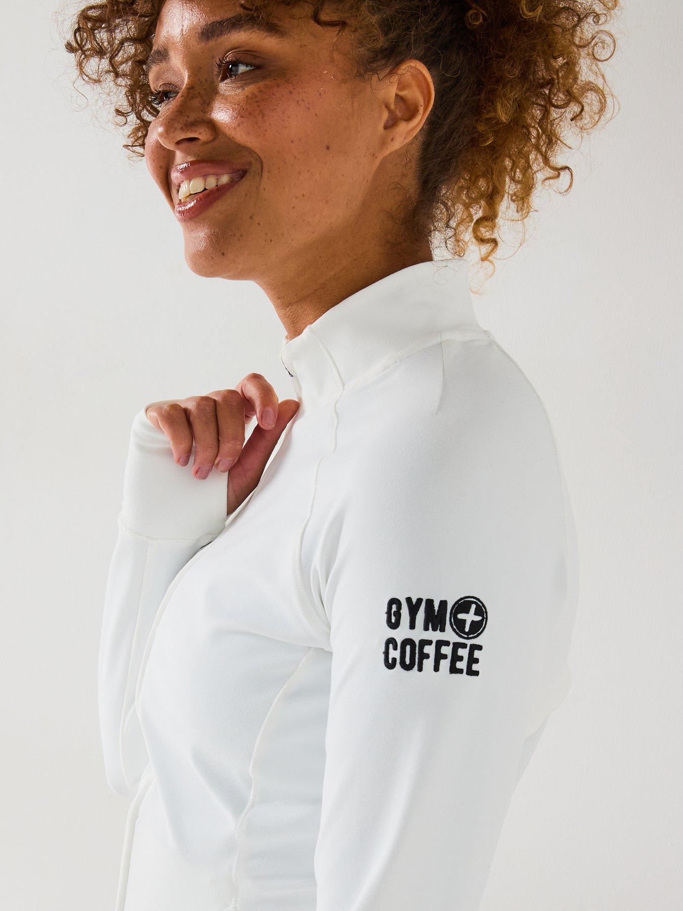 Image 4 of 6 of Gym + Coffee Womens Training Relentless Full Zip Top - White