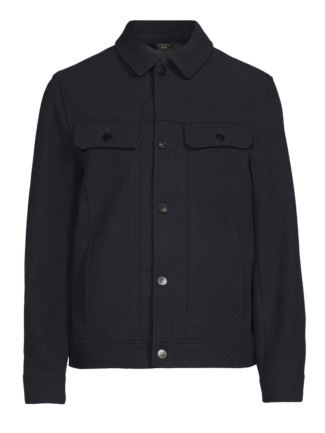 Image 7 of 7 of The Very Collection Faux Wool Collared Jacket - Navy