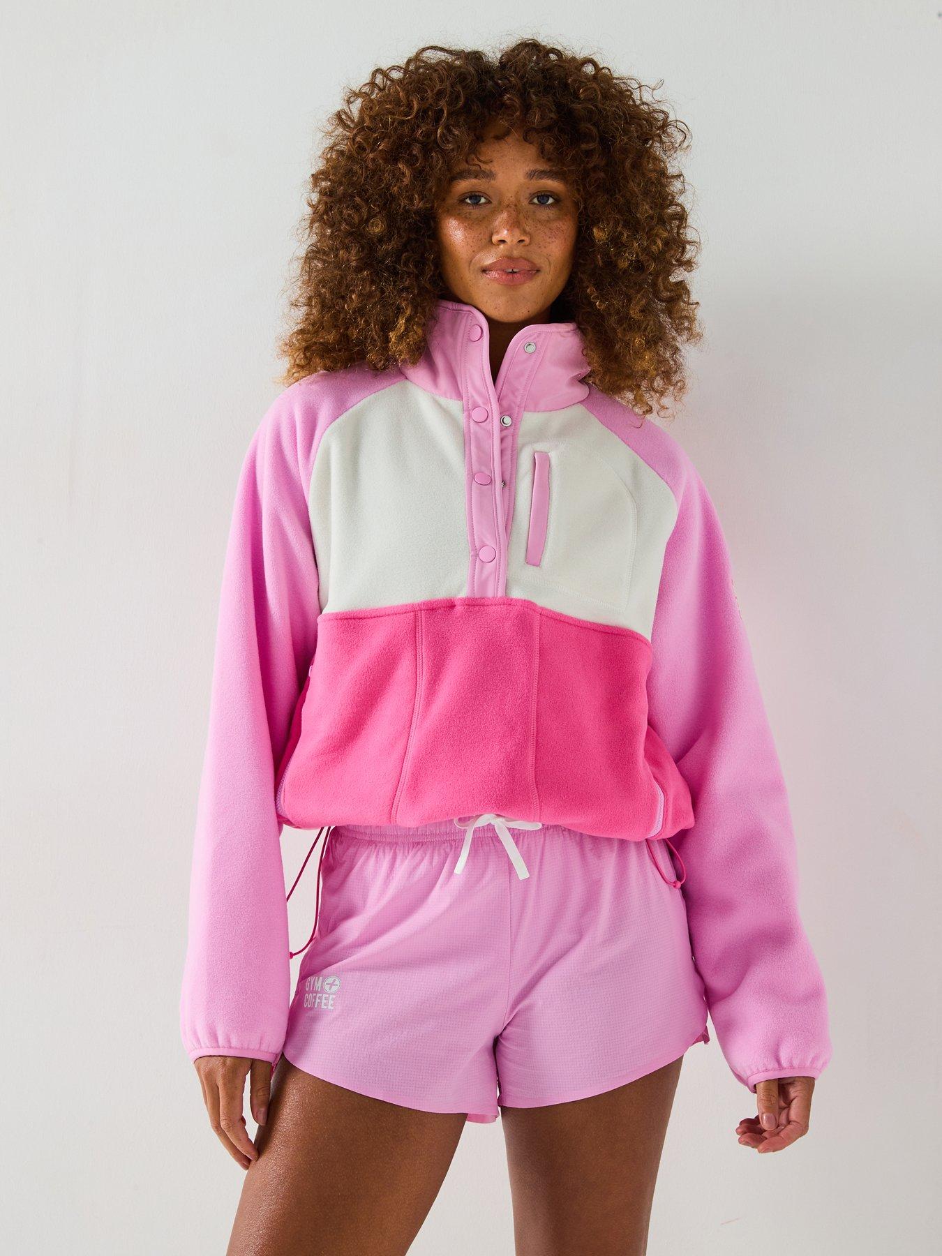 Gym + Coffee Womens Training Snap Polar Fleece - Cotton Candy