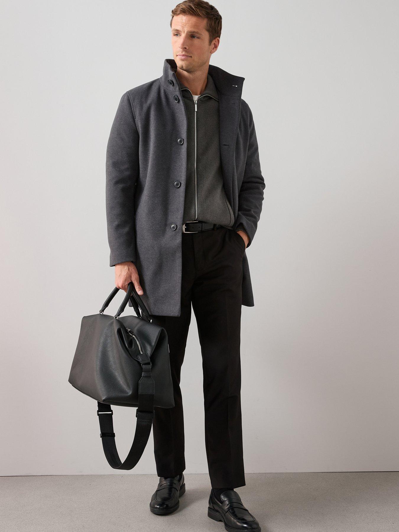 Image 3 of 6 of The Very Collection Funnel Neck Coat - Charcoal