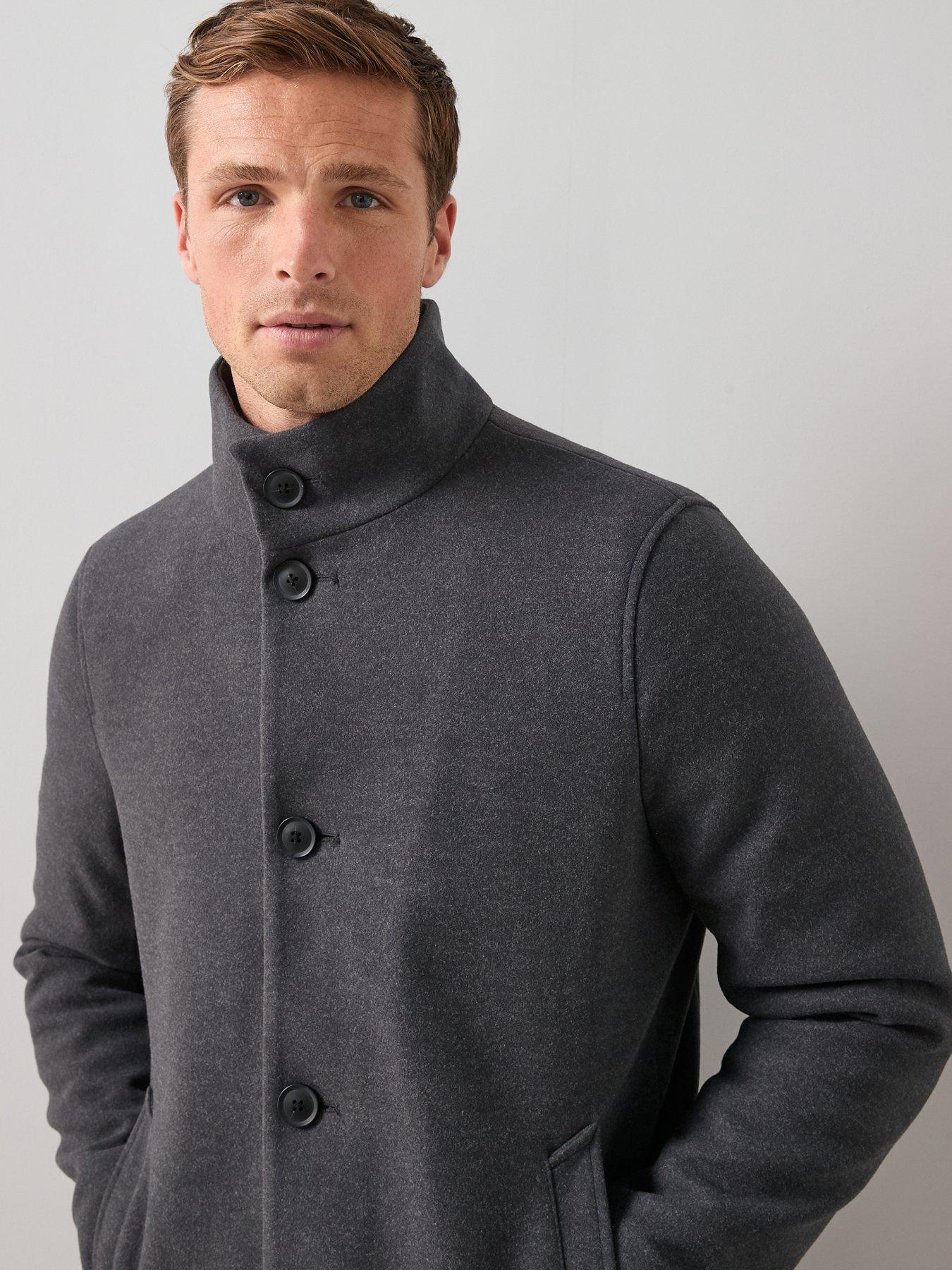 Image 4 of 6 of The Very Collection Funnel Neck Coat - Charcoal