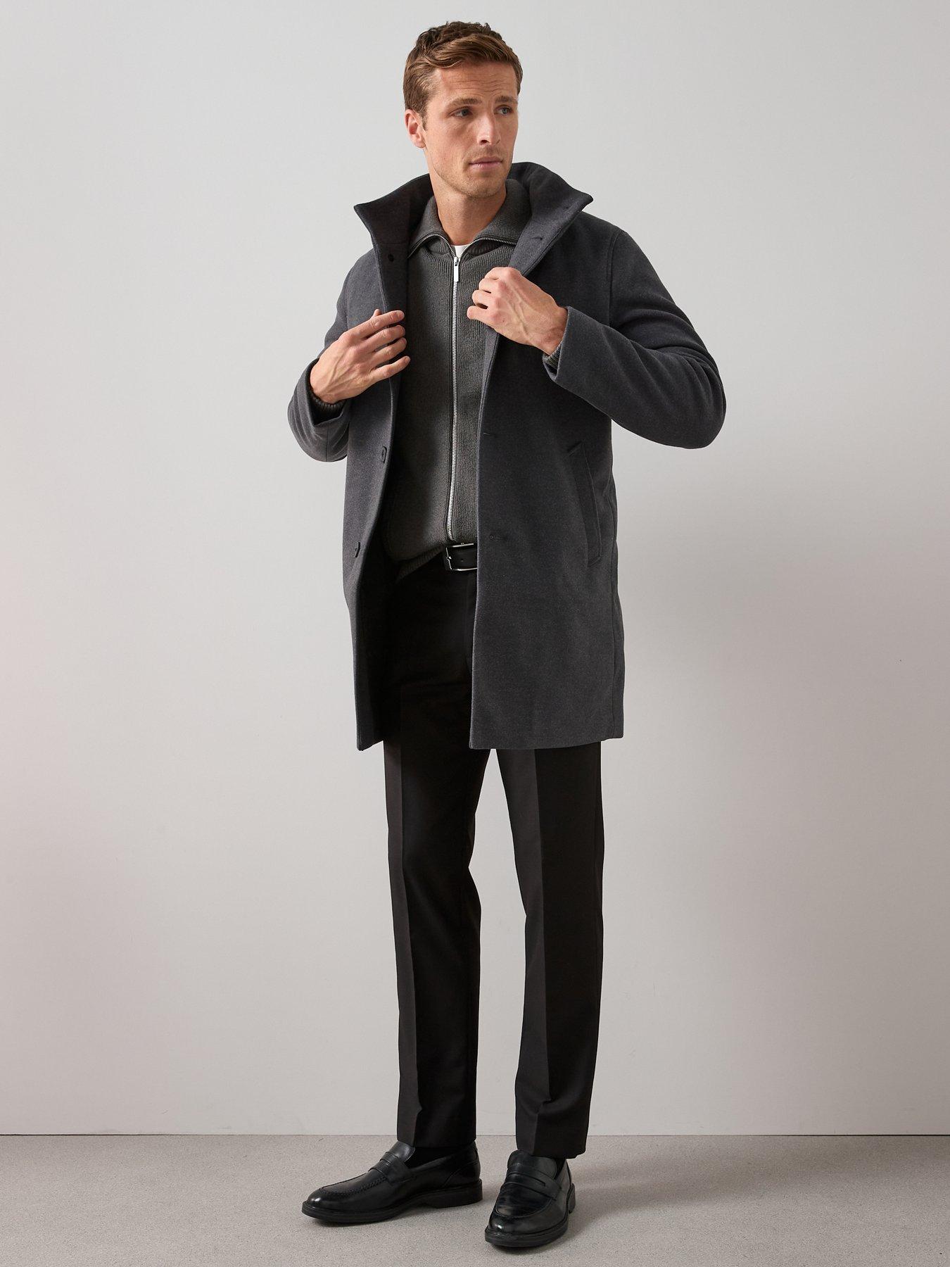 Image 6 of 6 of The Very Collection Funnel Neck Coat - Charcoal