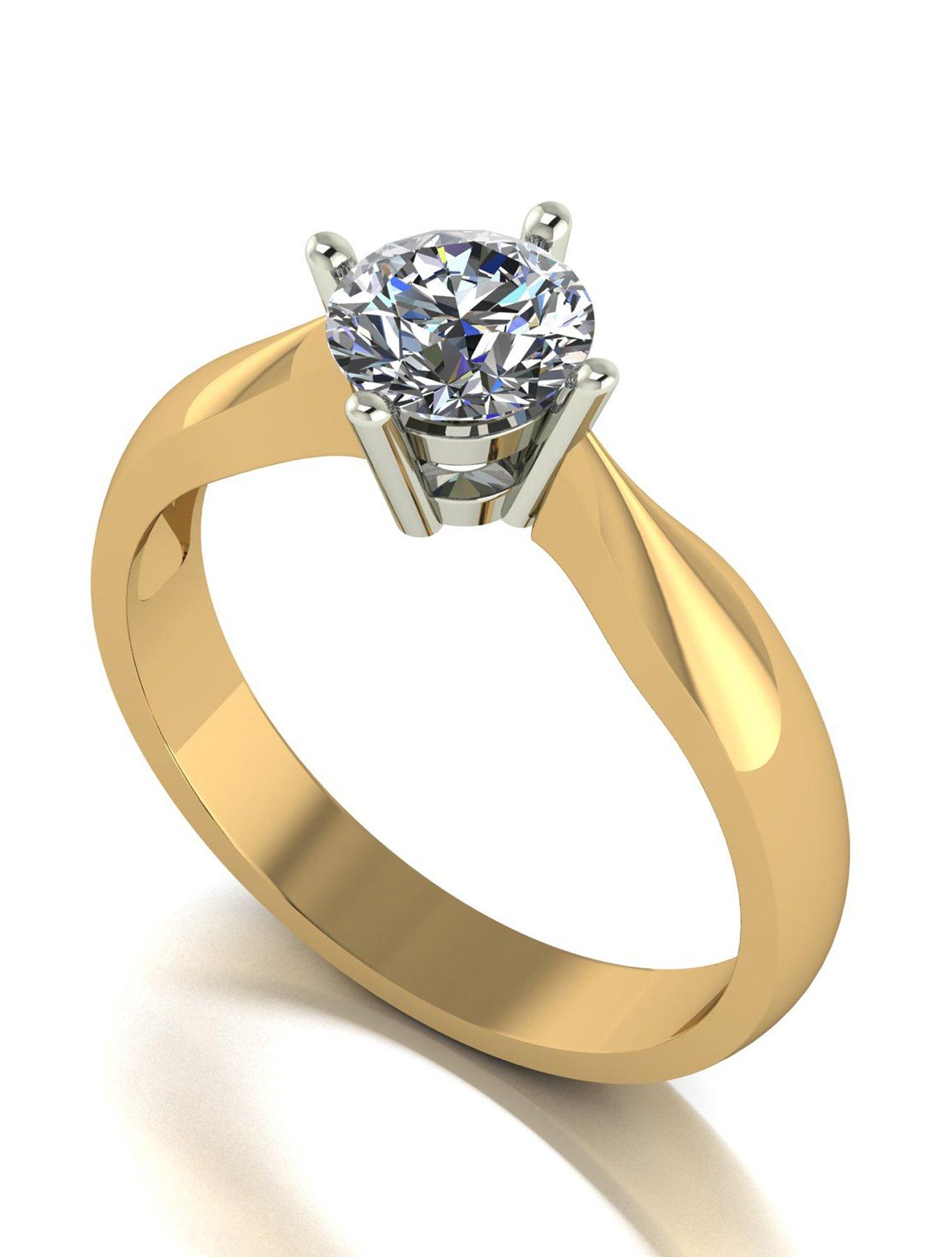 Moissanite 9ct Gold 0.75ct total eq Moissanite Solitaire Ring