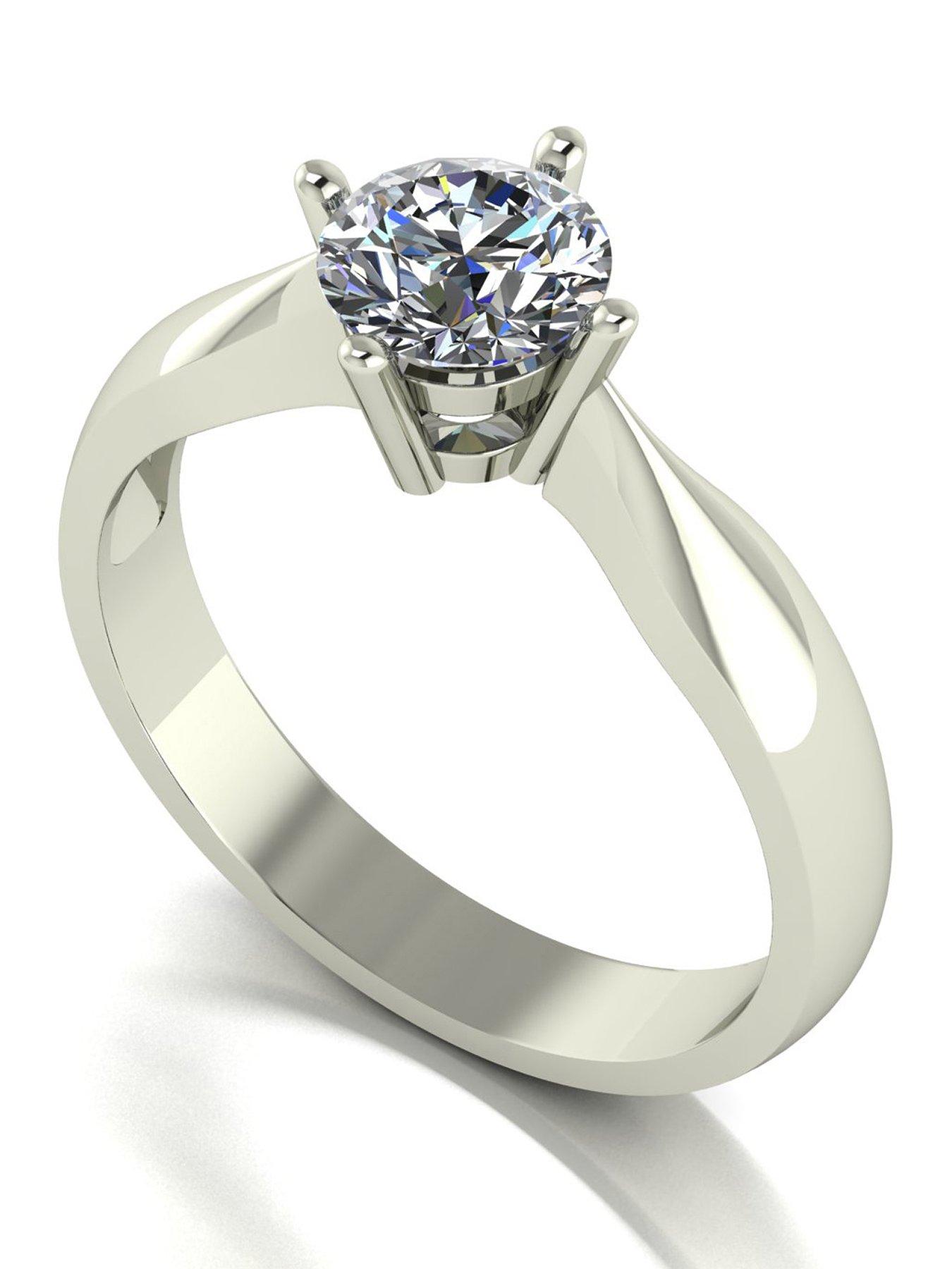 Moissanite 9ct White Gold 0.75ct total eq Moissanite Solitaire Ring
