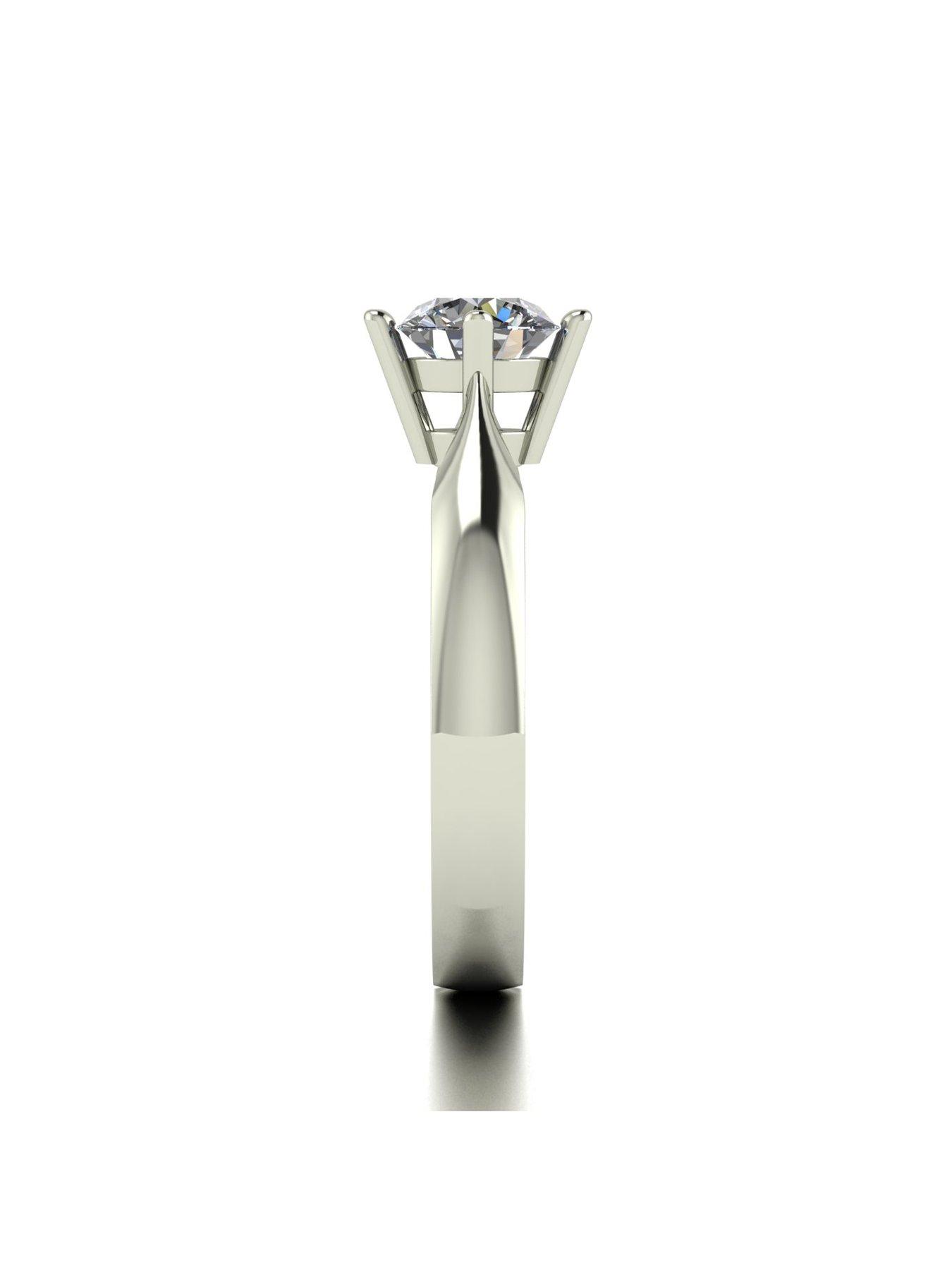 Image 3 of 5 of Moissanite 9ct White Gold 0.75ct total eq Moissanite Solitaire Ring