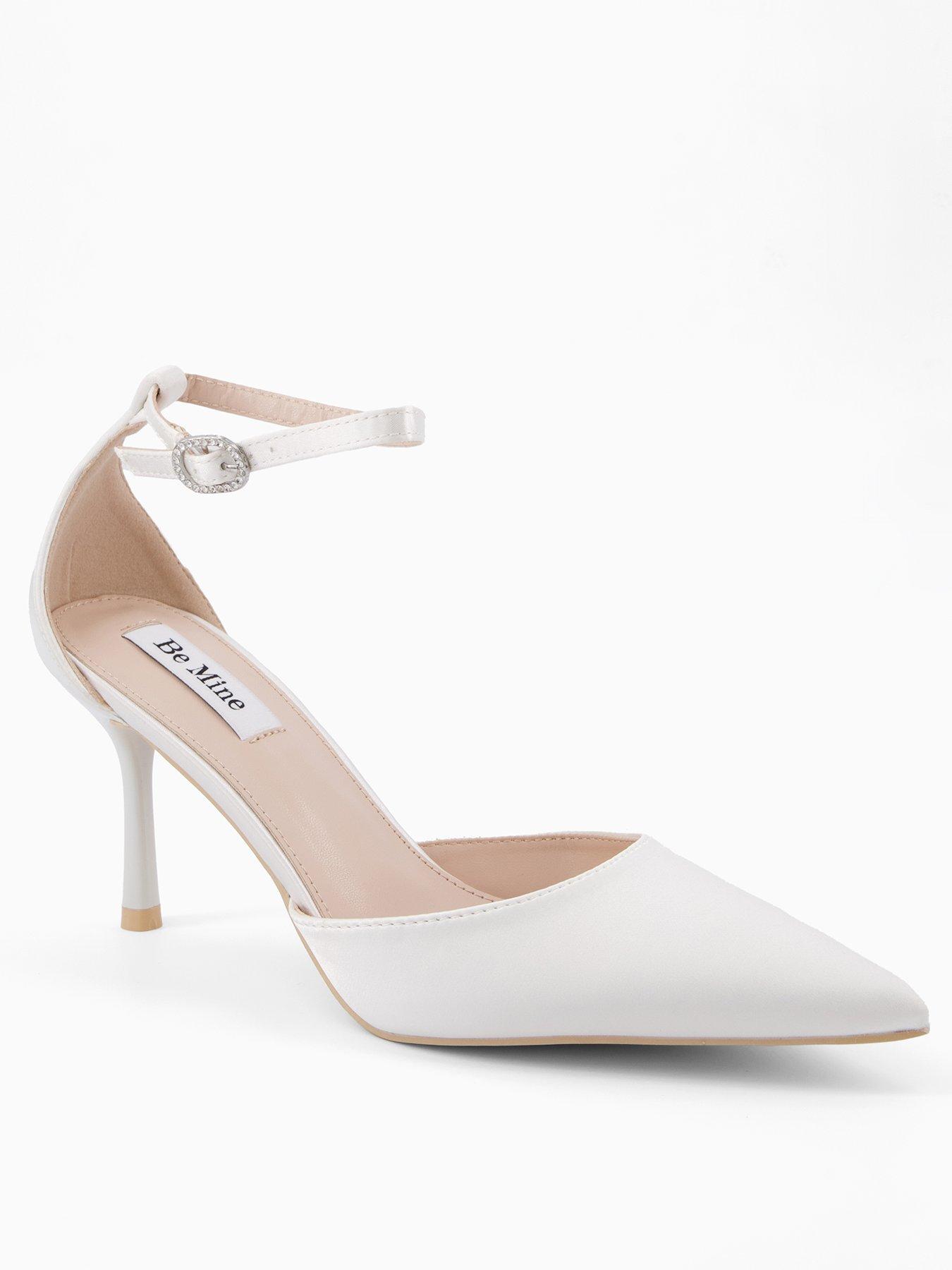  image of raid-vennie-lace-detail-kitten-heeled-shoes-white