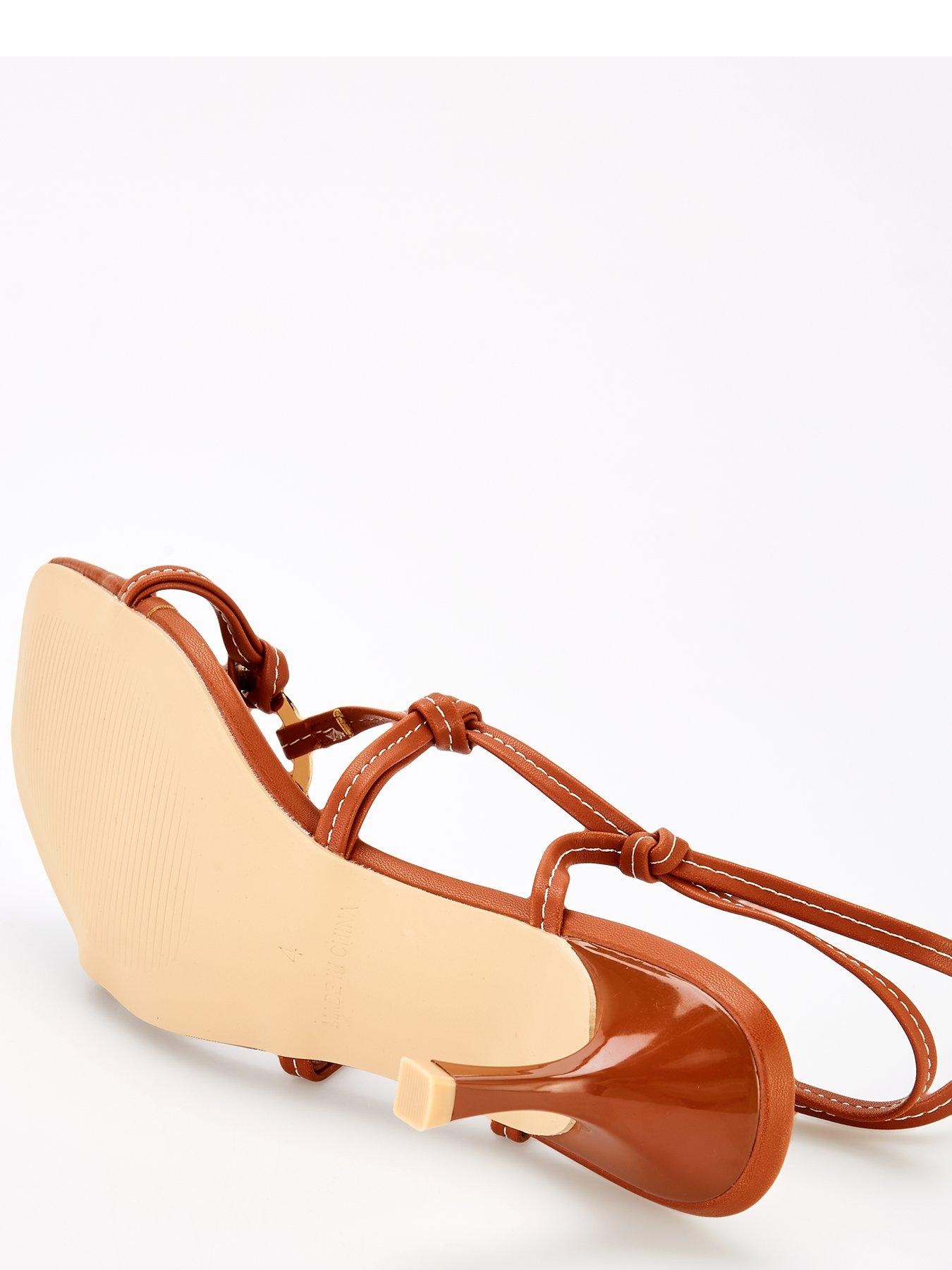 Image 5 of 7 of Raid Danika Kitten Heel Gold Detail Sandal - Brown