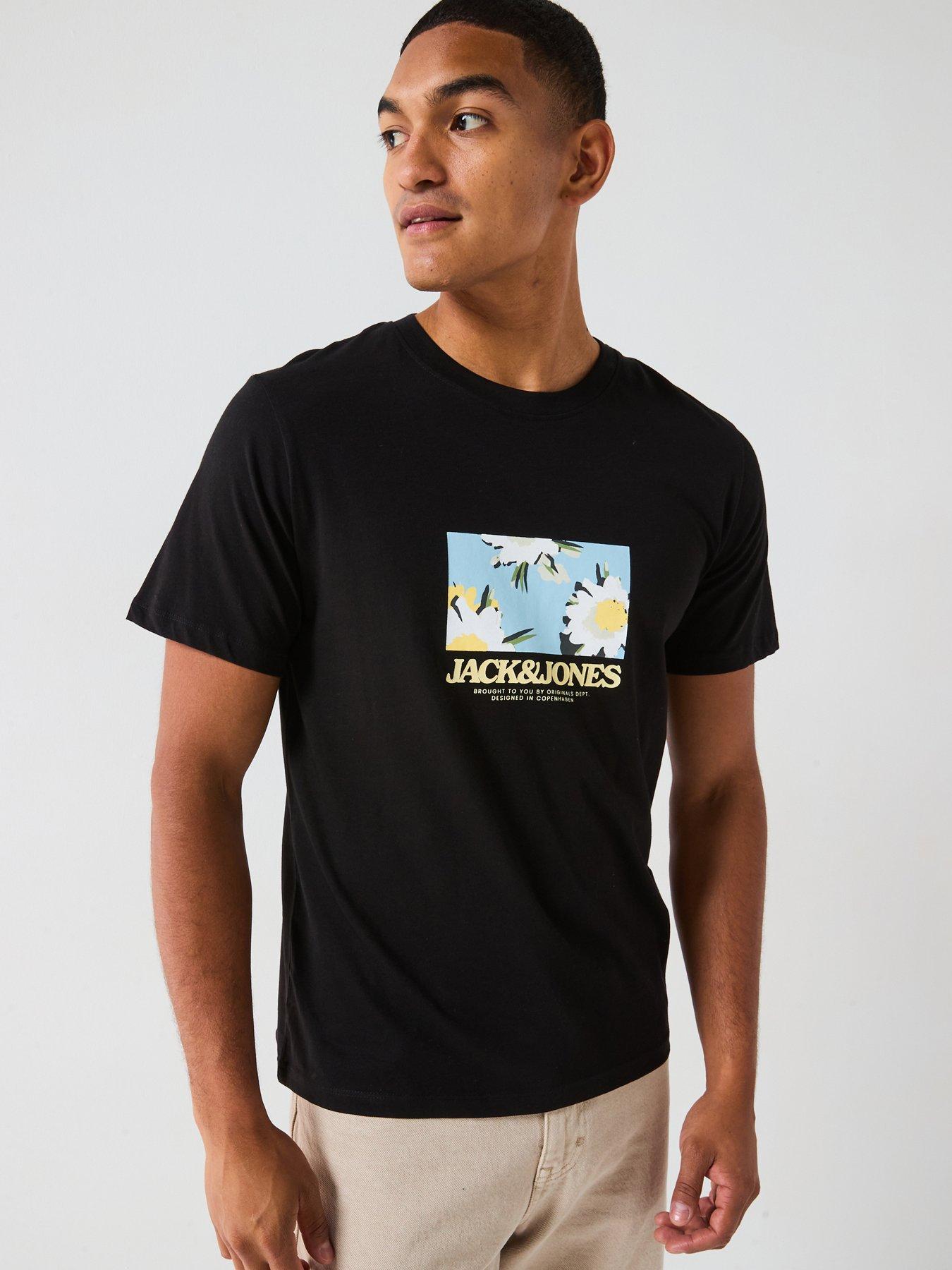 Jack & Jones Tavira Printed Short Sleeve Crew Neck T-Shirt - Black