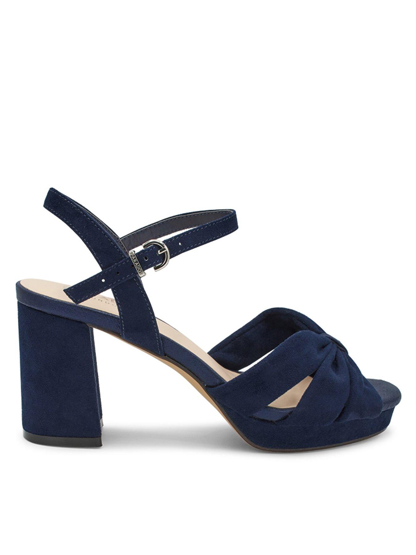 undefined Nerita Wide Fit Suede Heeled Sandal - Navy