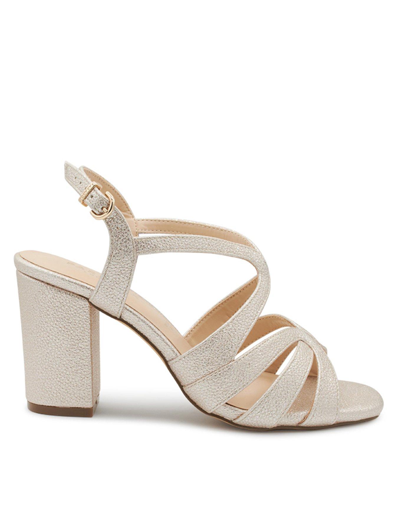 undefined Natalia Wide Fit Heeled Glitter Sandal - Nude