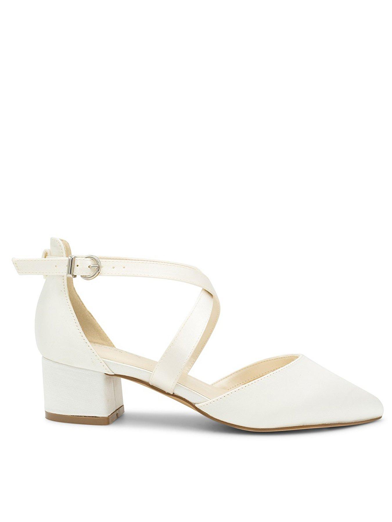 undefined Blanche Wide Fit Satin Heeled Shoe - White