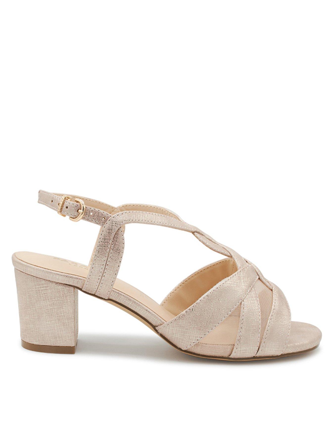 undefined Narelle Wide Fit Shimmer Heeled Sandal - Nude