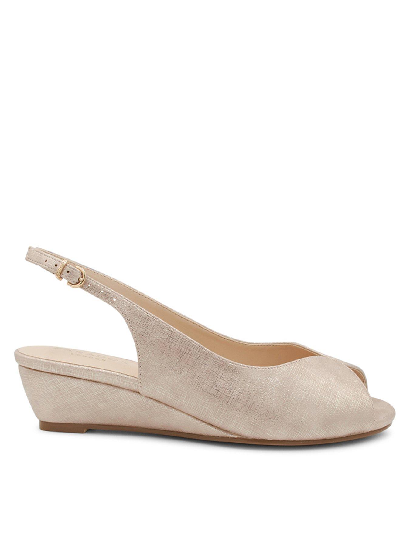 Paradox London Janine Wide Fit Shimmer Wedge Sandal - Nude