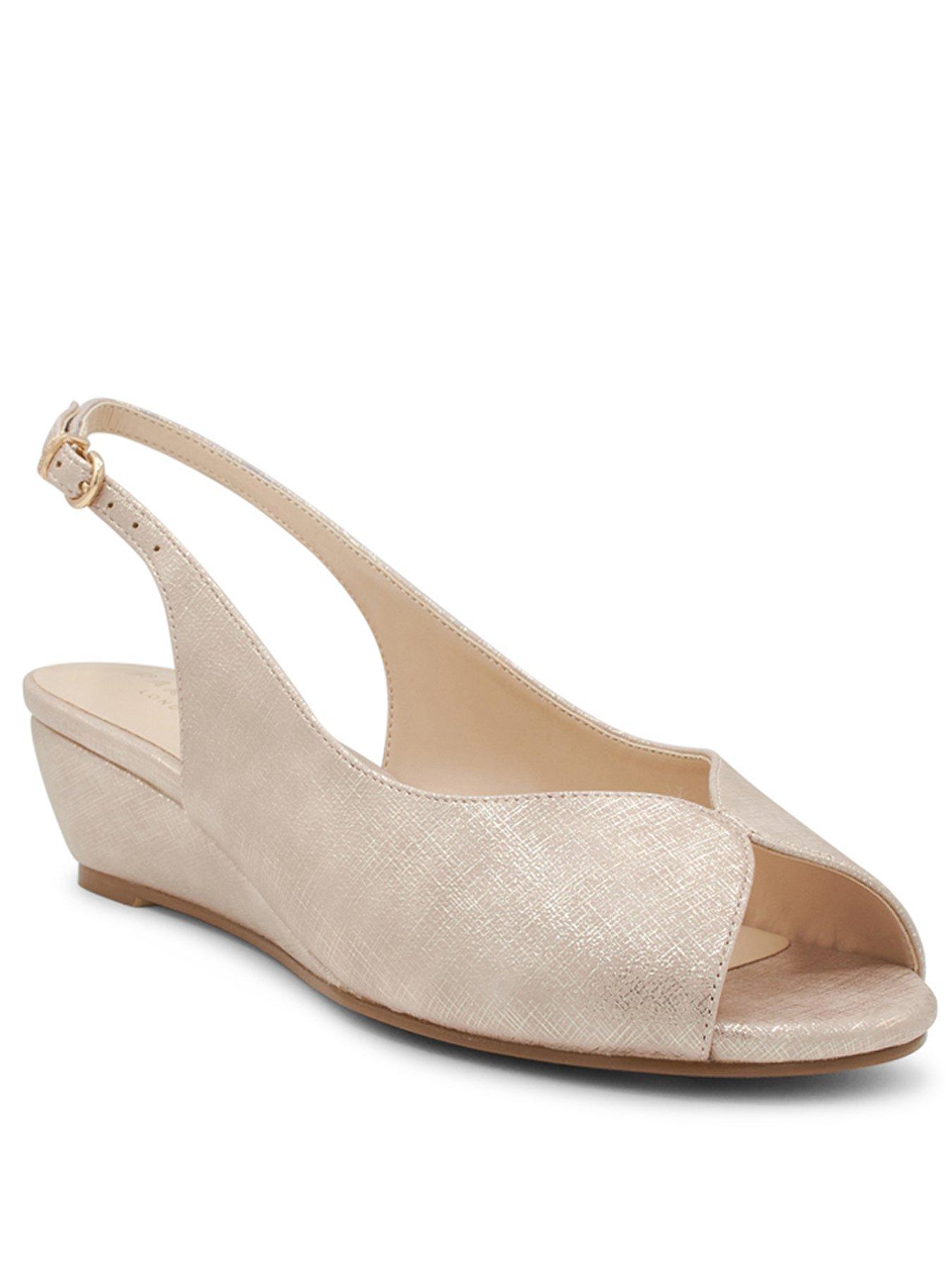  image of paradox-london-janine-wide-fit-shimmer-wedge-sandal-nude