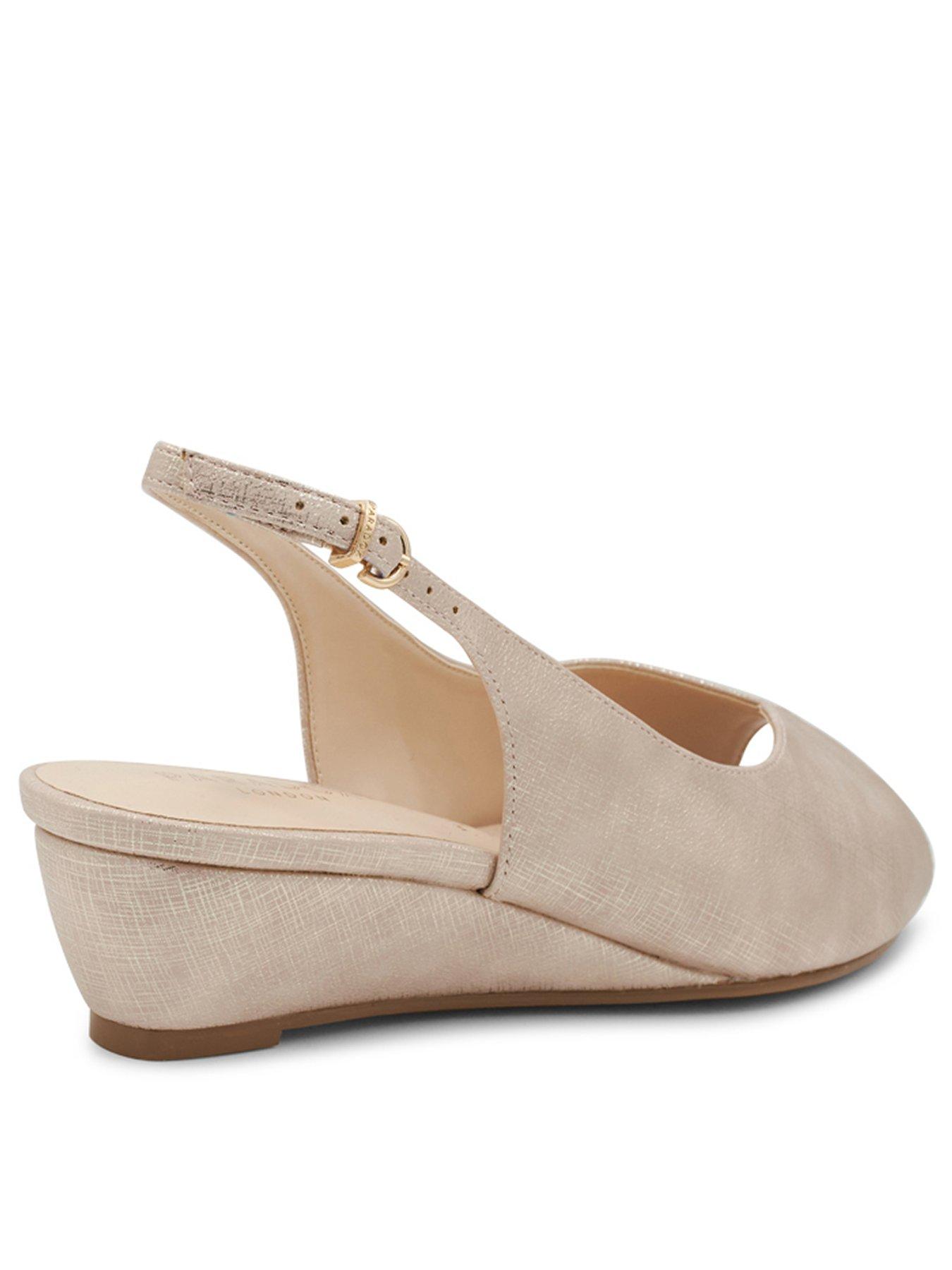 Paradox Tan Sandals Elegant Slingback Design Paradox London Imelda Champagne Shimmer Low Block Heel  main image 4