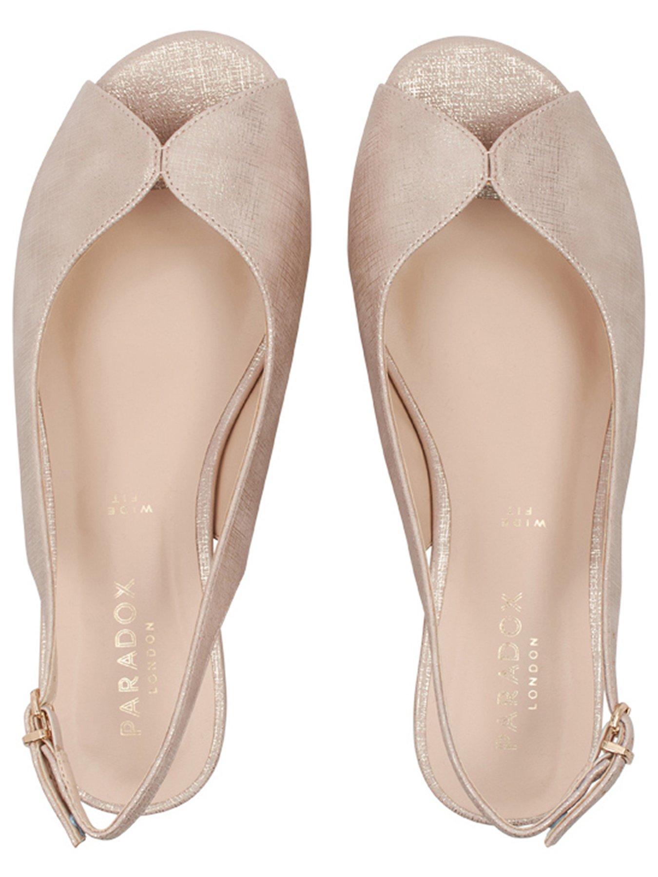  image of paradox-london-janine-wide-fit-shimmer-wedge-sandal-nude