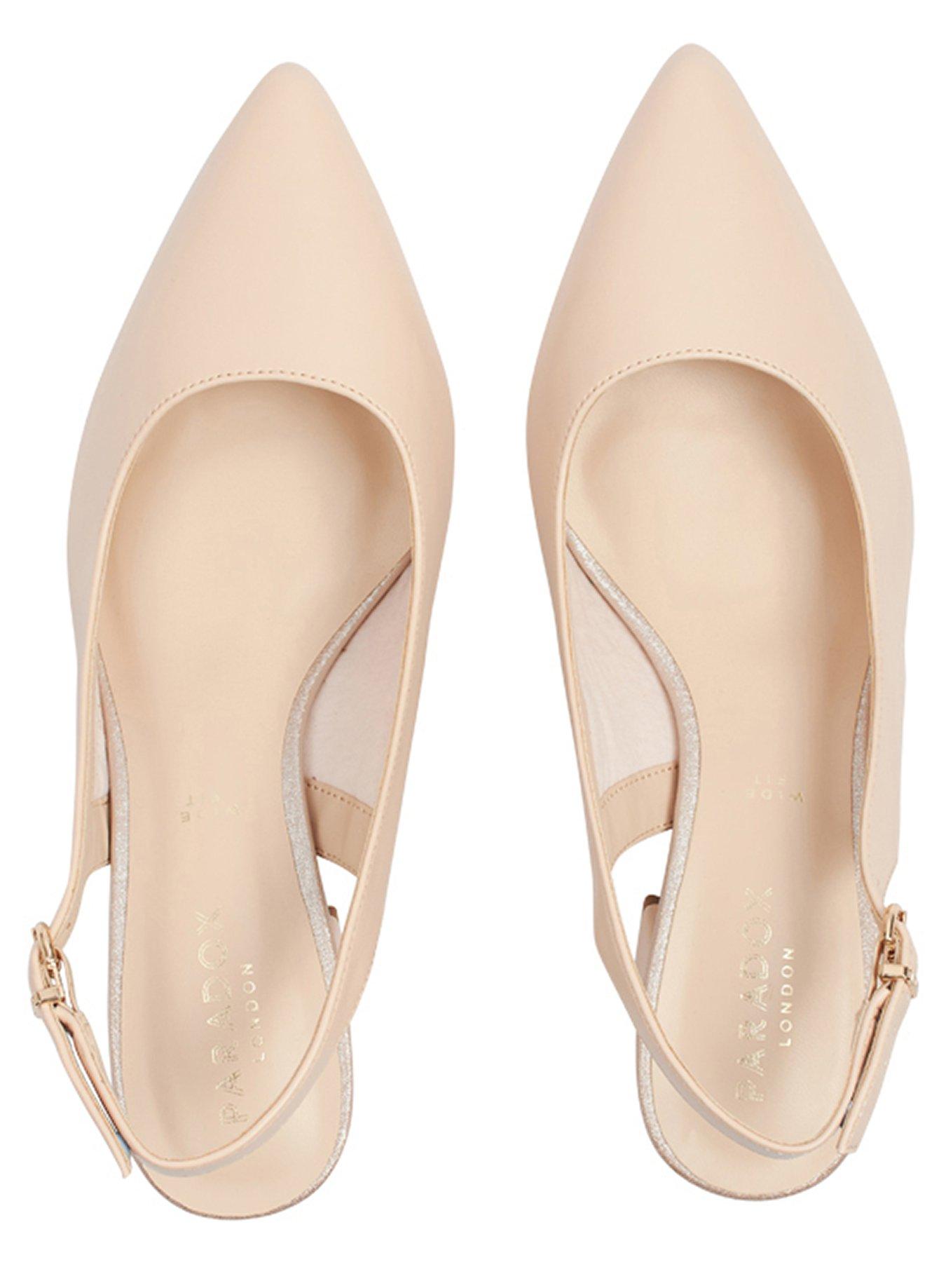  image of paradox-london-flynn-wide-fit-faux-leather-heeled-shoe-nude