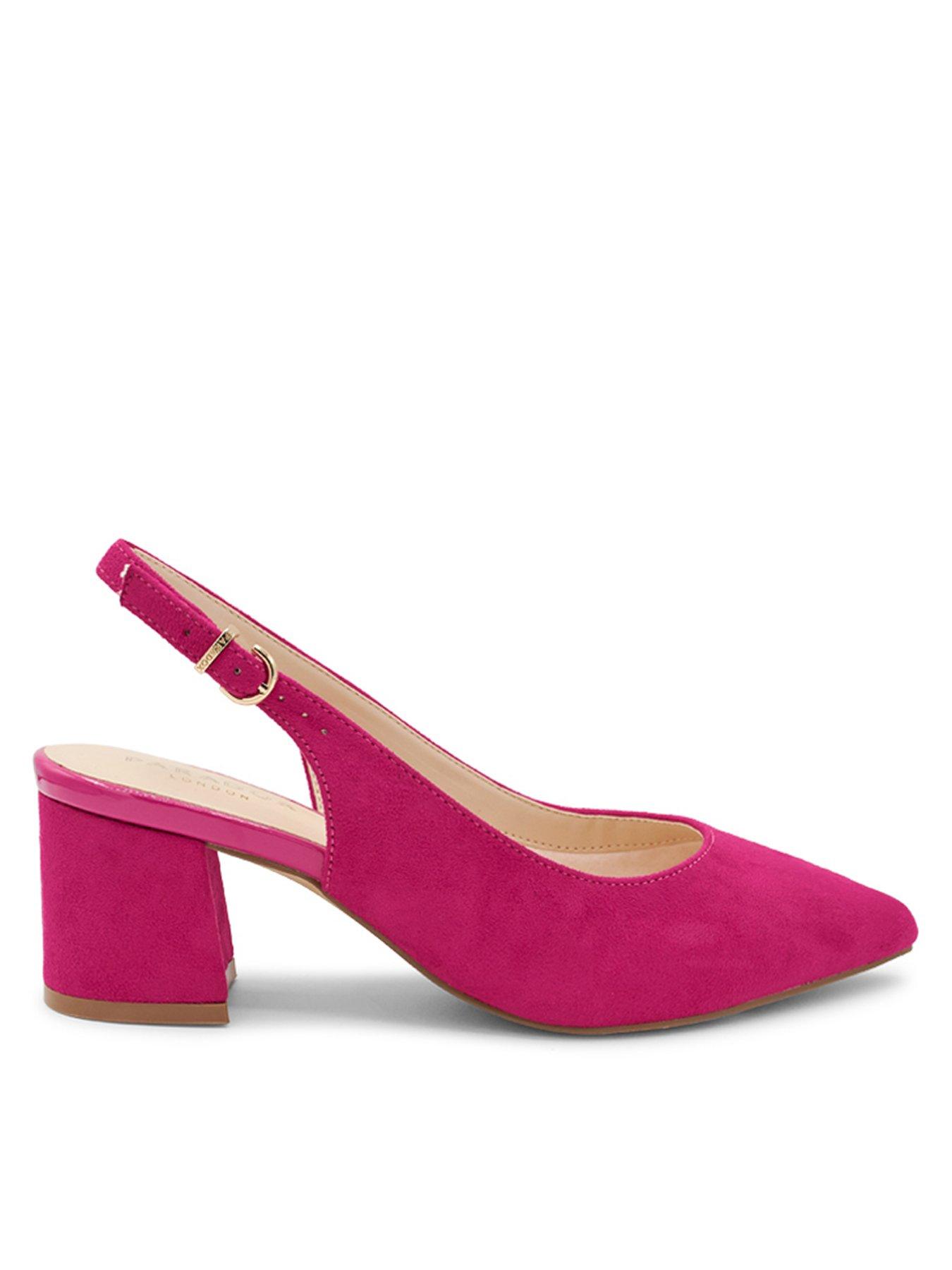 undefined Flynn Wide Fit Faux Leather Heeled Shoe - Pink