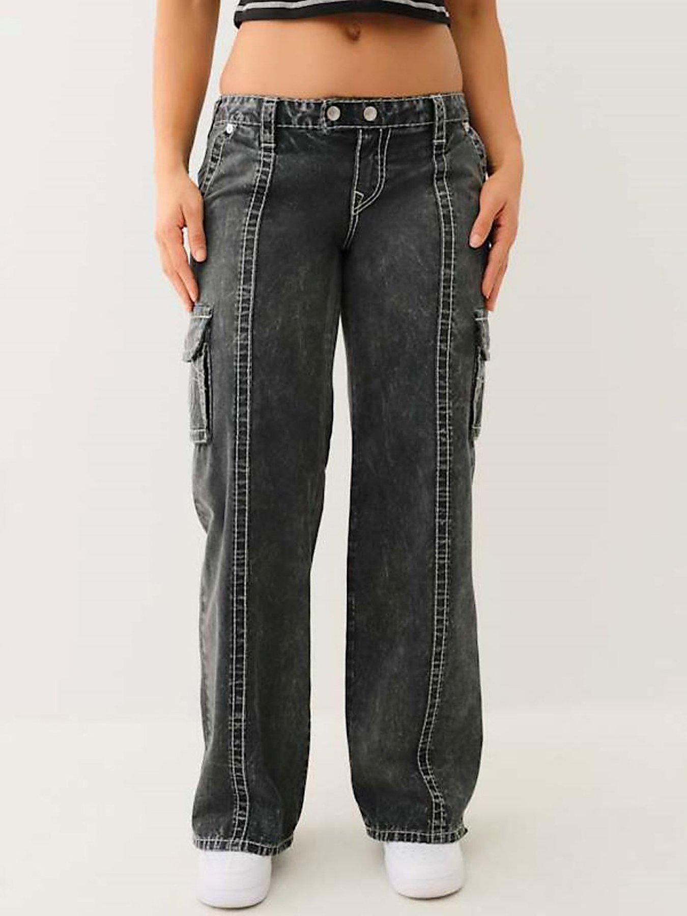 undefined Natalie Low Rise Relaxed Cargo Jean - Black