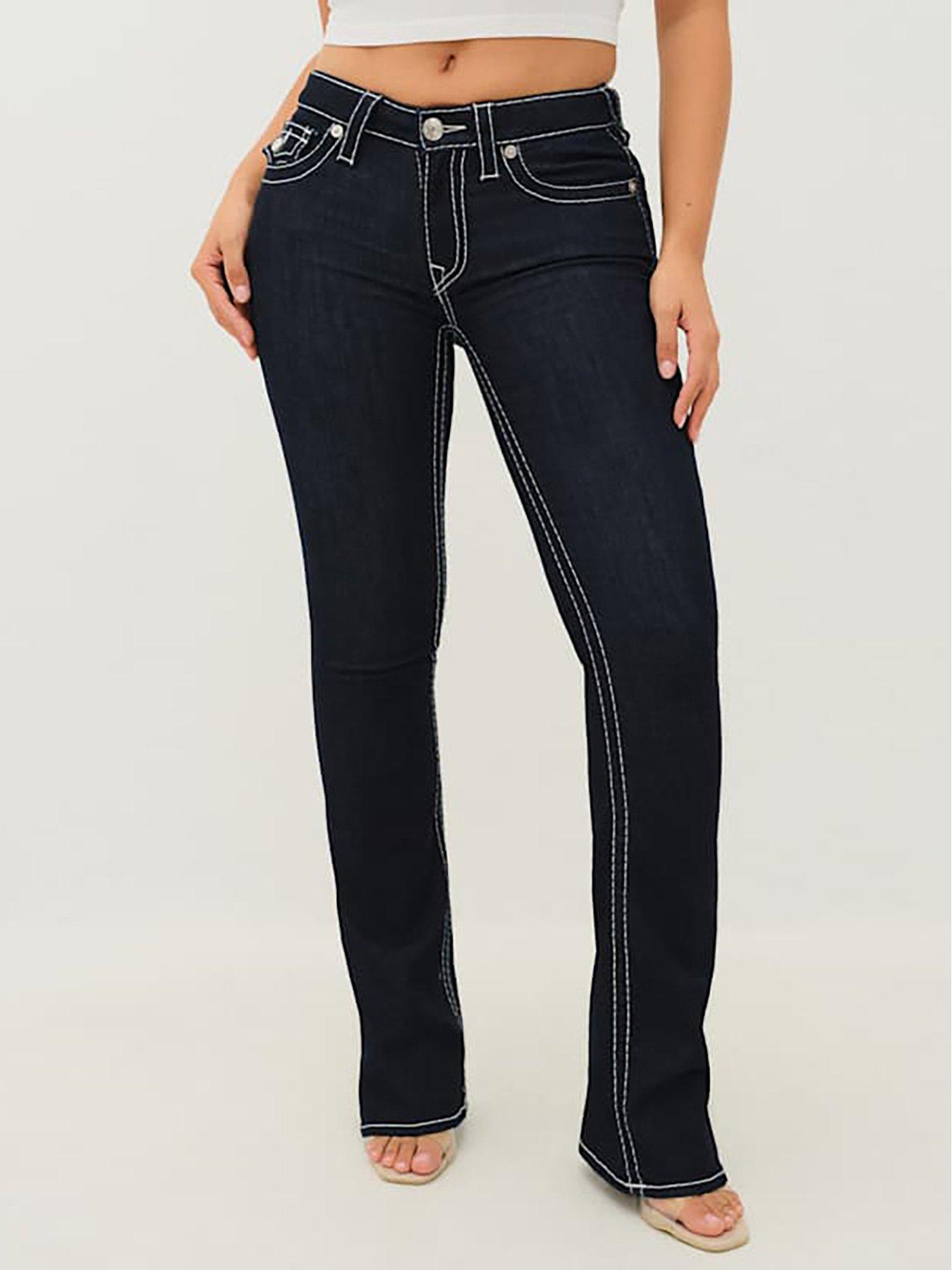 undefined Becca Midi Rise Bootcut Big T Jeans - Dark Wash