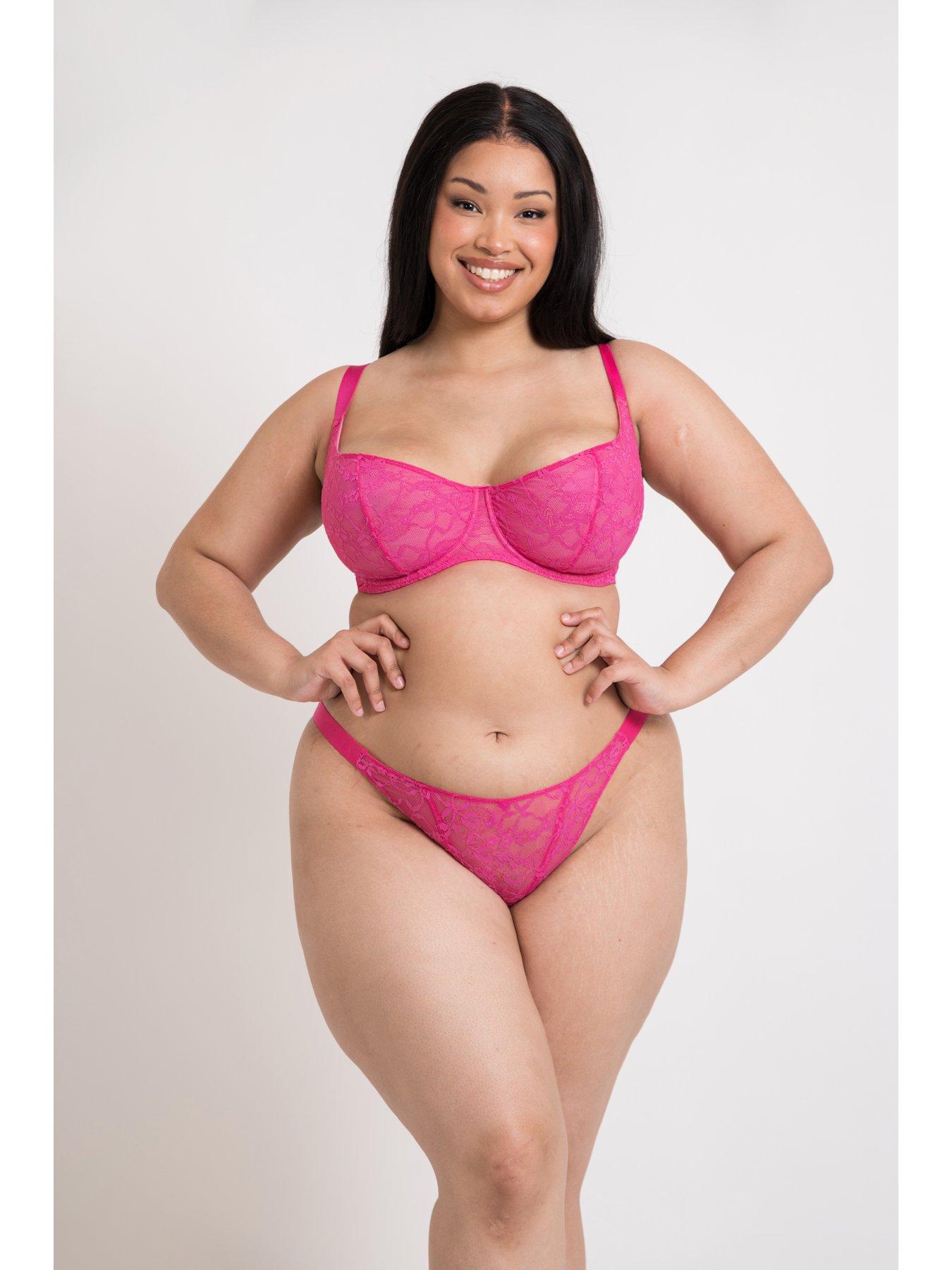 Curvy Kate All Night Lace Scooped Multiway Balcony Bra - Hot Pink/ Blush