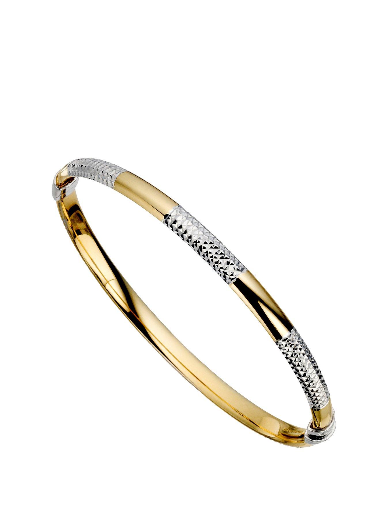 undefined Together Silver  &  Bonded Gold Diamond Cut Bangle Bracelet