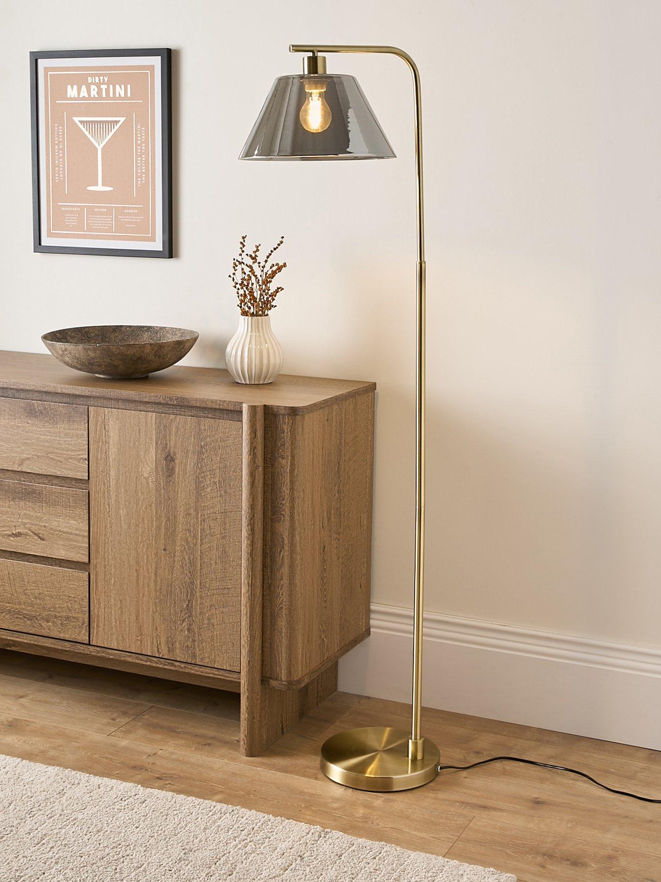 undefined Arc Floor Lamp with Smoked Glass Shade