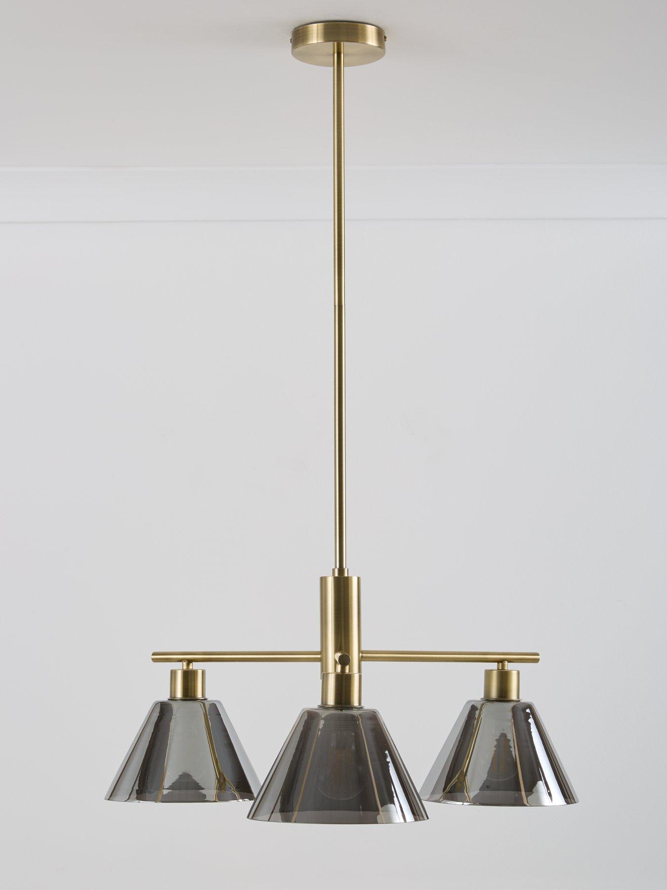 undefined 3 Light Pendant with Smoked Tapered Shades