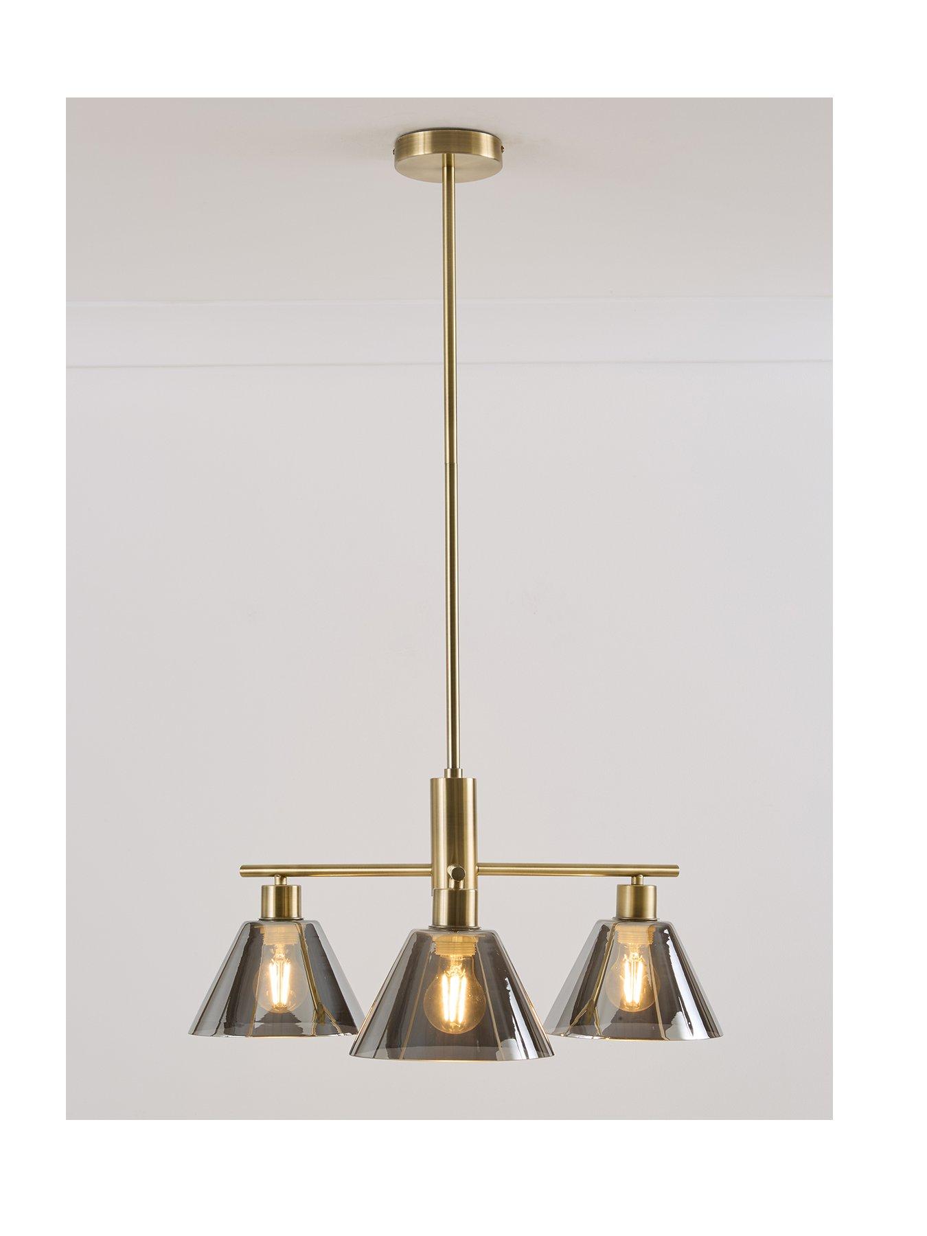 Image 2 of 5 of Very Home 3 Light Pendant with Smoked Tapered Shades