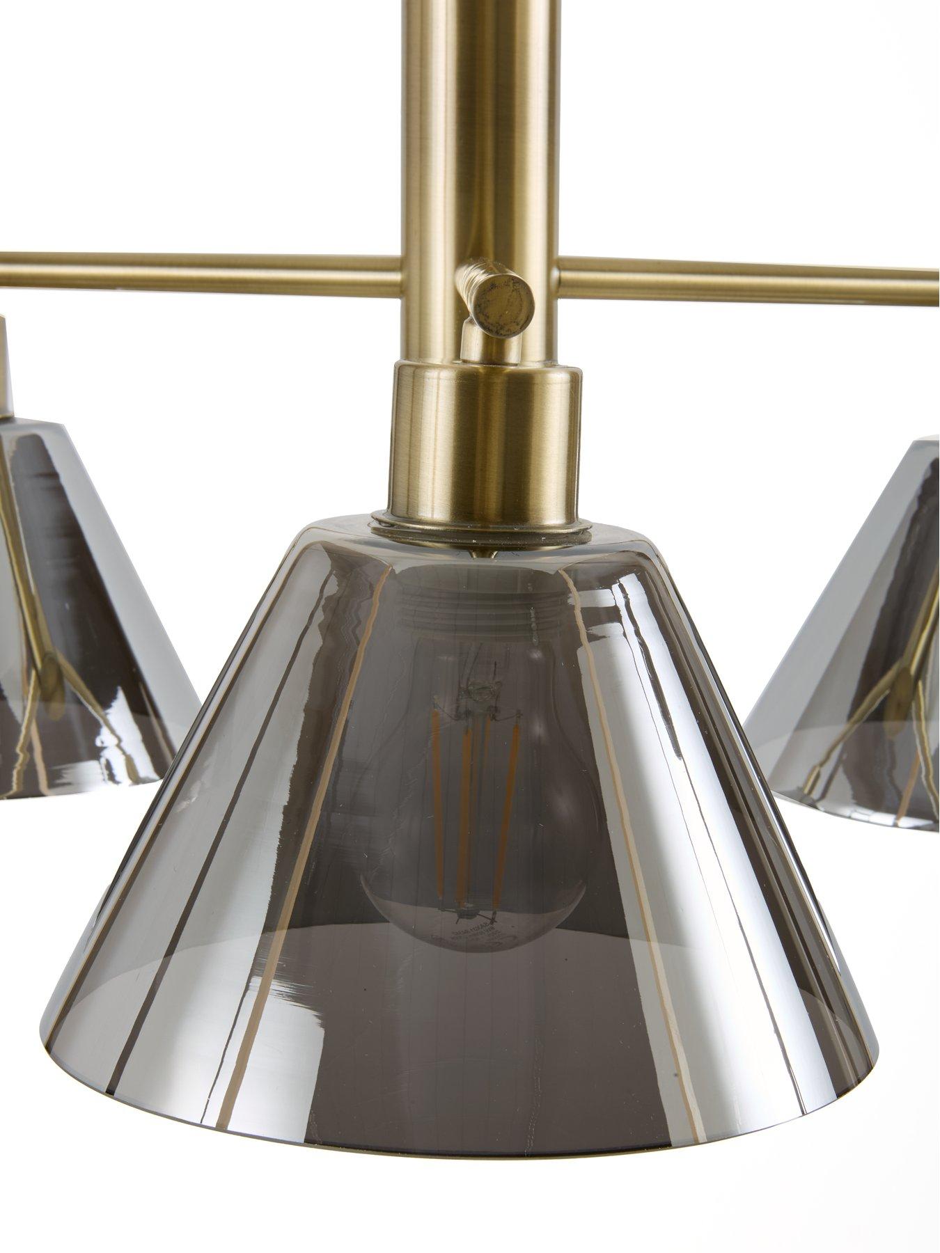 Image 3 of 5 of Very Home 3 Light Pendant with Smoked Tapered Shades