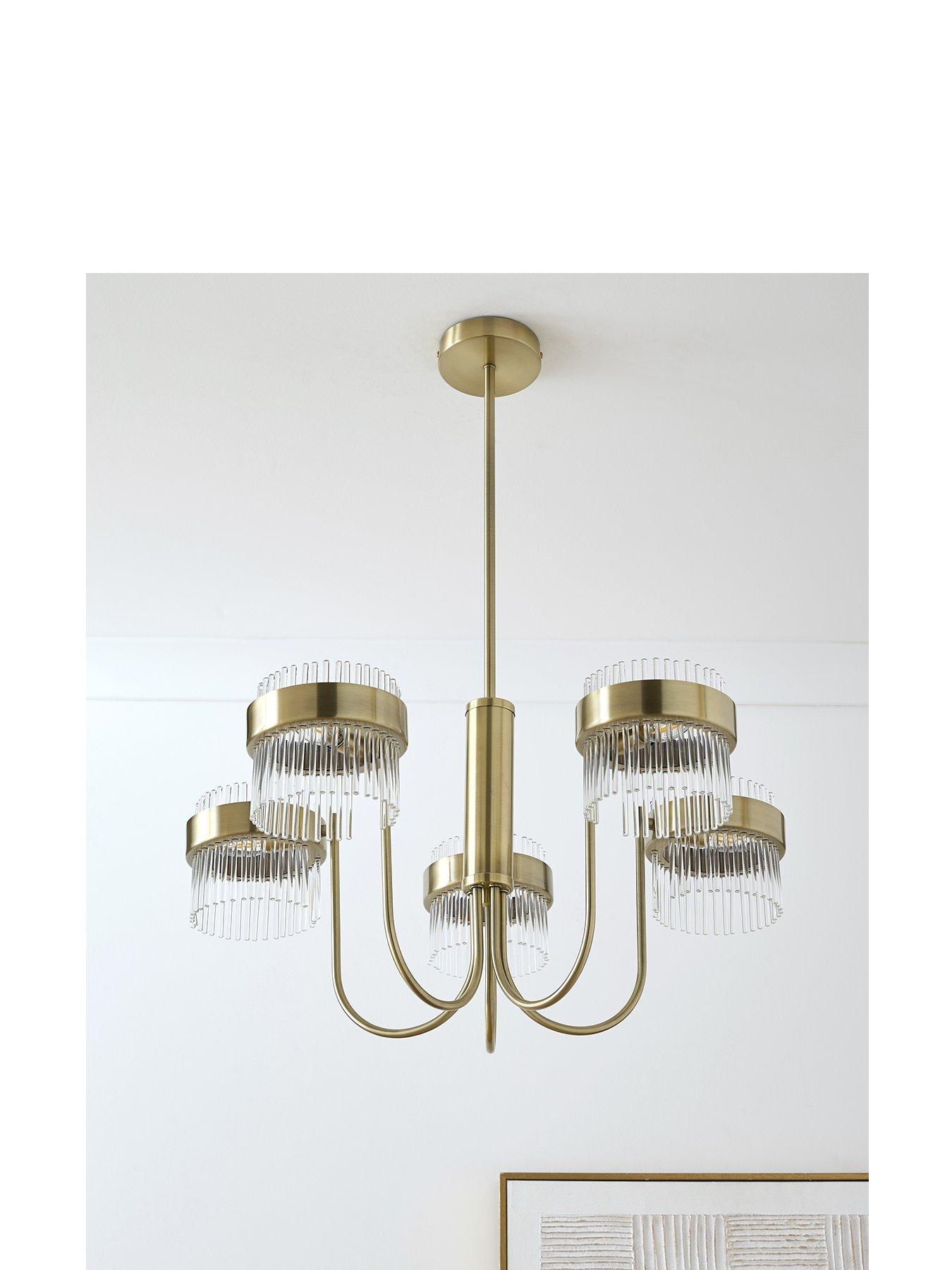 The Very Collection 5 Light Pendant with Ribbed Glass